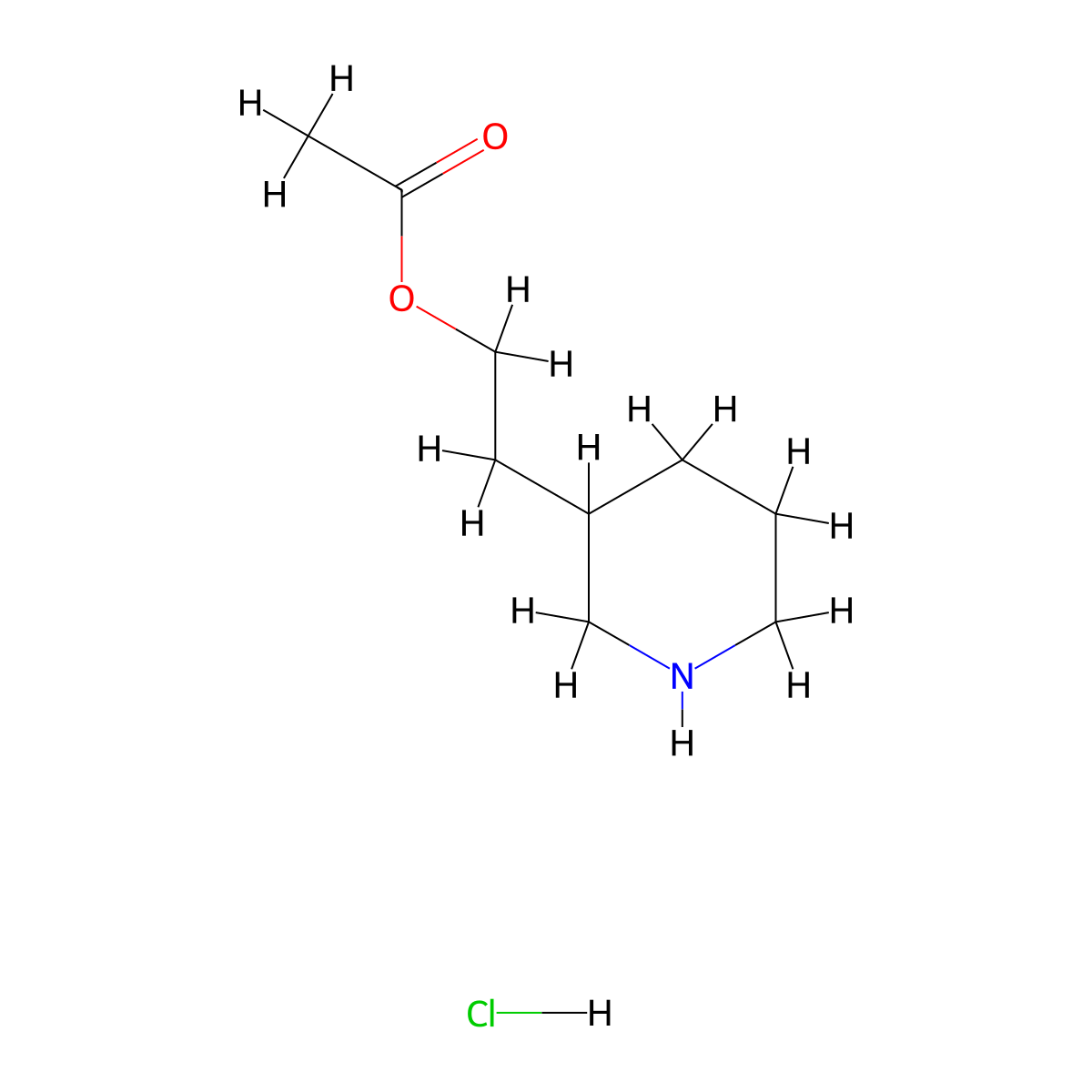2-(3-Piperidinyl)ethyl acetate hydrochloride molecular structure, CAS 1220031-27-5