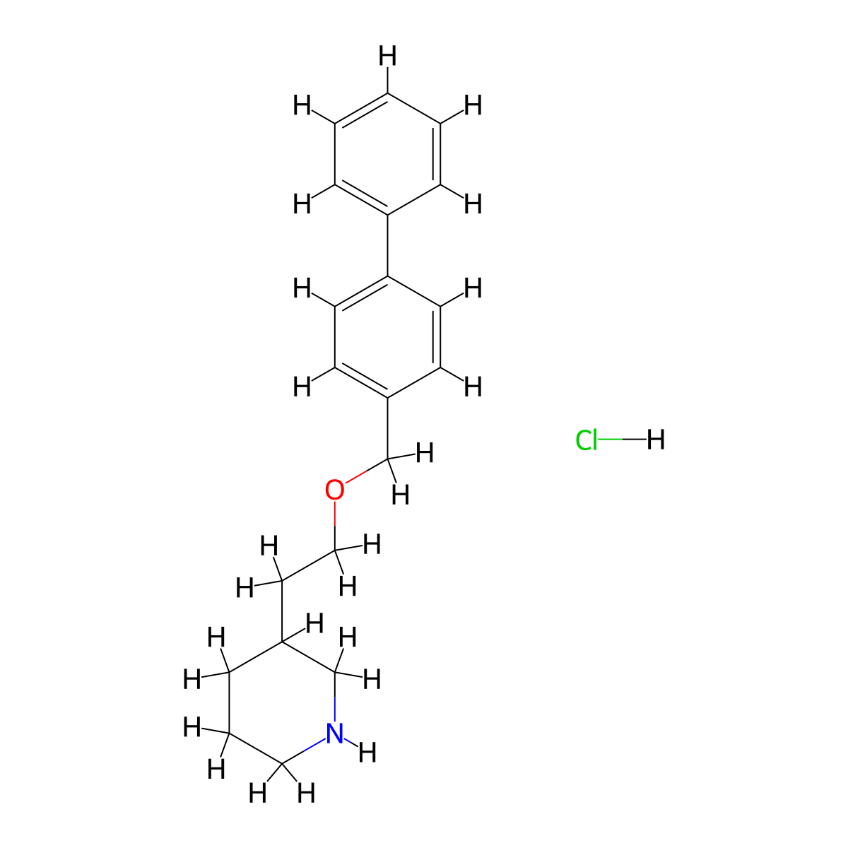 3-[2-([1,1'-Biphenyl]-4-ylmethoxy)ethyl]-piperidine hydrochloride molecular structure, CAS 1220031-29-7