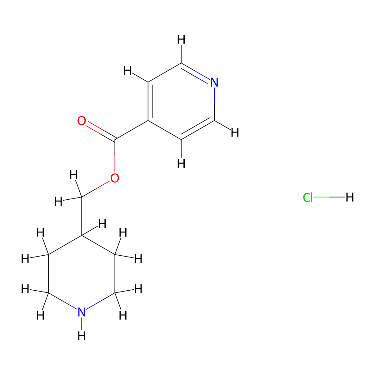 4-Piperidinylmethyl isonicotinate hydrochloride molecular structure, CAS 1220031-31-1