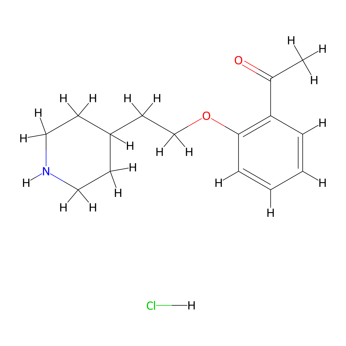 1-{2-[2-(4-Piperidinyl)ethoxy]phenyl}-1-ethanone hydrochloride molecular structure, CAS 1220031-34-4