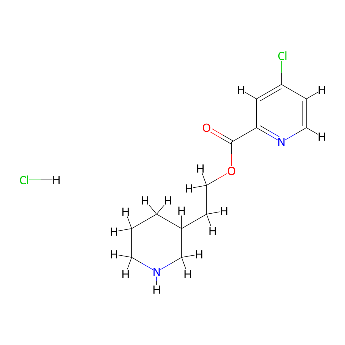 2-(3-Piperidinyl)ethyl 4-chloro-2-pyridinecarboxylate hydrochloride molecular structure, CAS 1220031-35-5