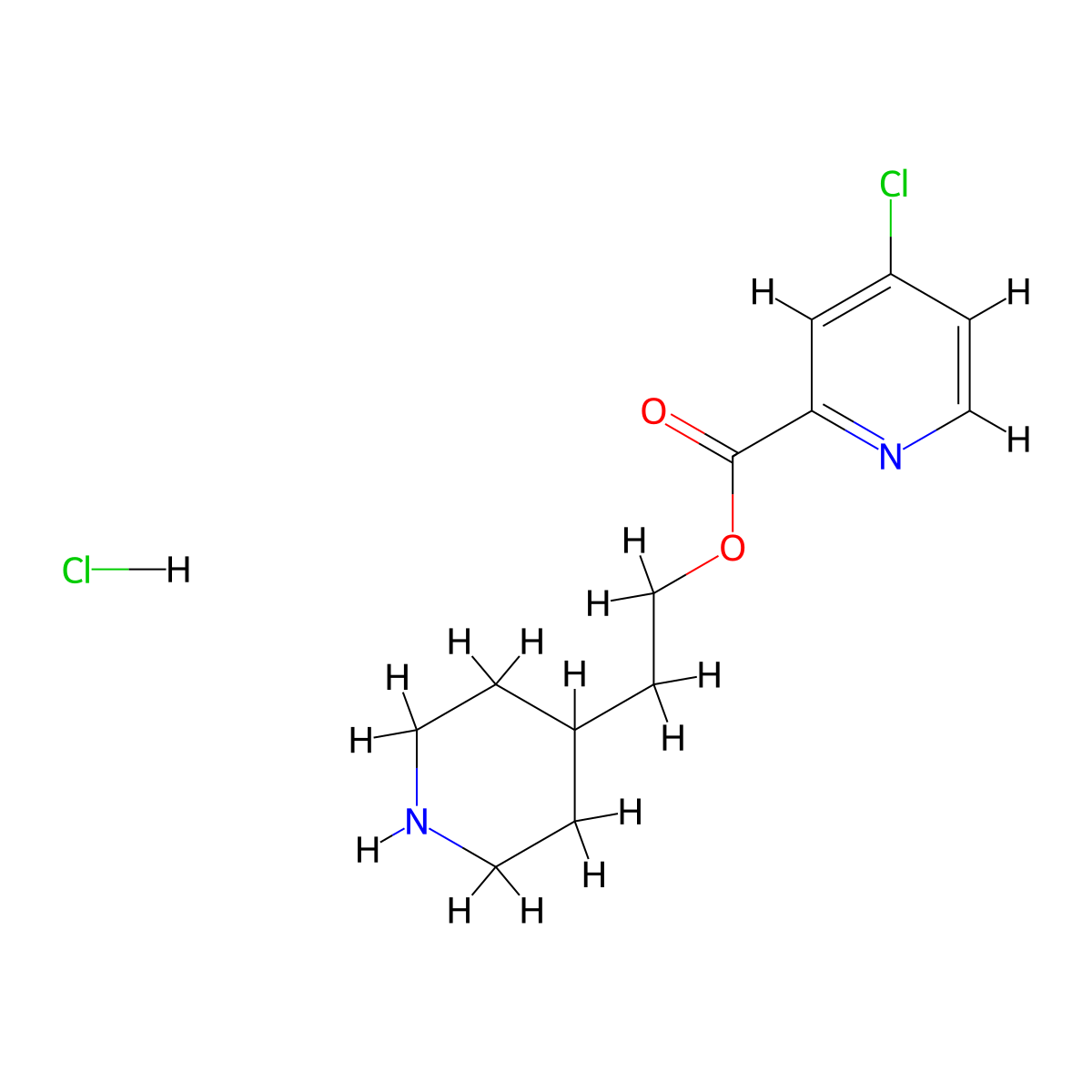 2-(4-Piperidinyl)ethyl 4-chloro-2-pyridinecarboxylate hydrochloride molecular structure, CAS 1220031-37-7