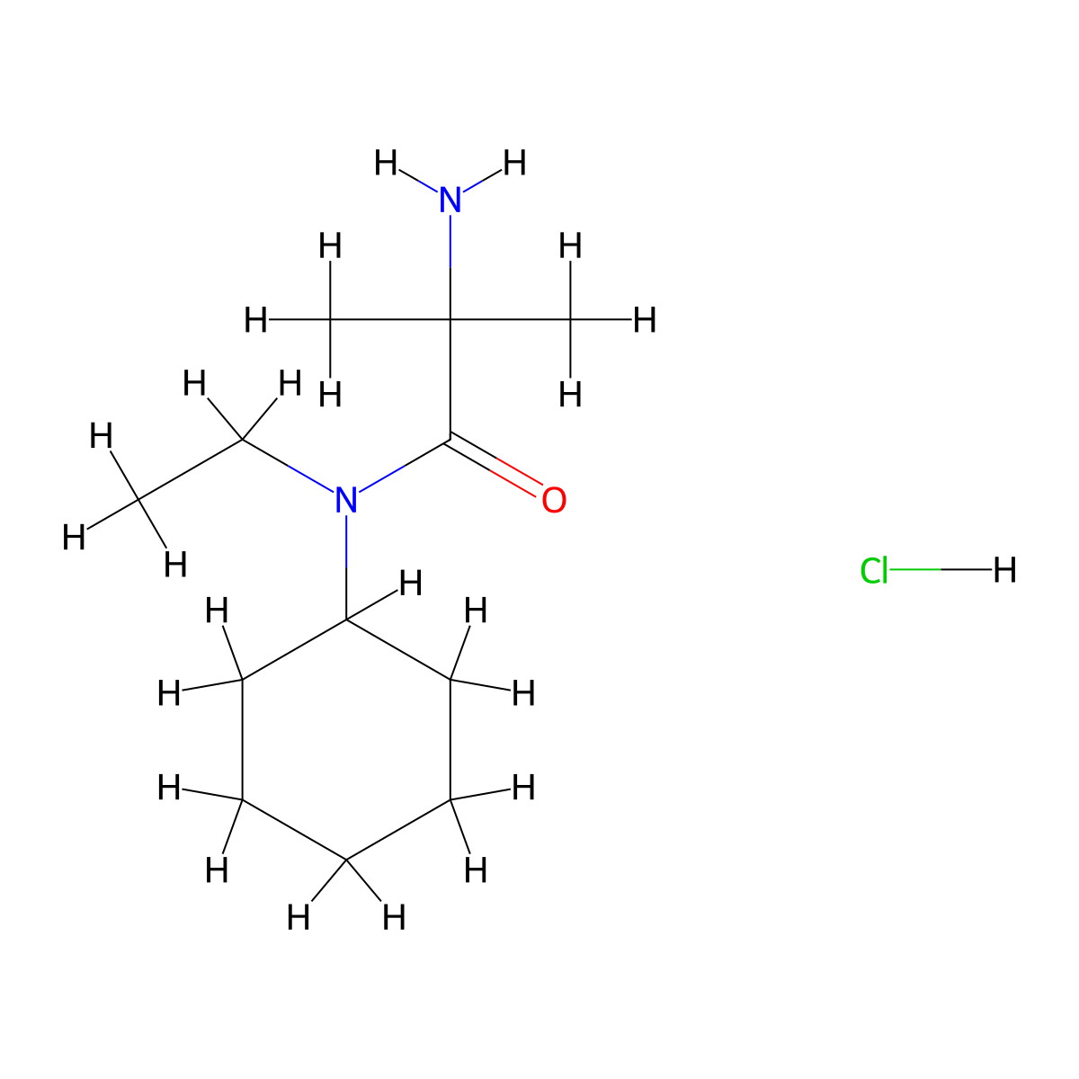 2-Amino-N-cyclohexyl-N-ethyl-2-methylpropanamide hydrochloride molecular structure, CAS 1220031-49-1