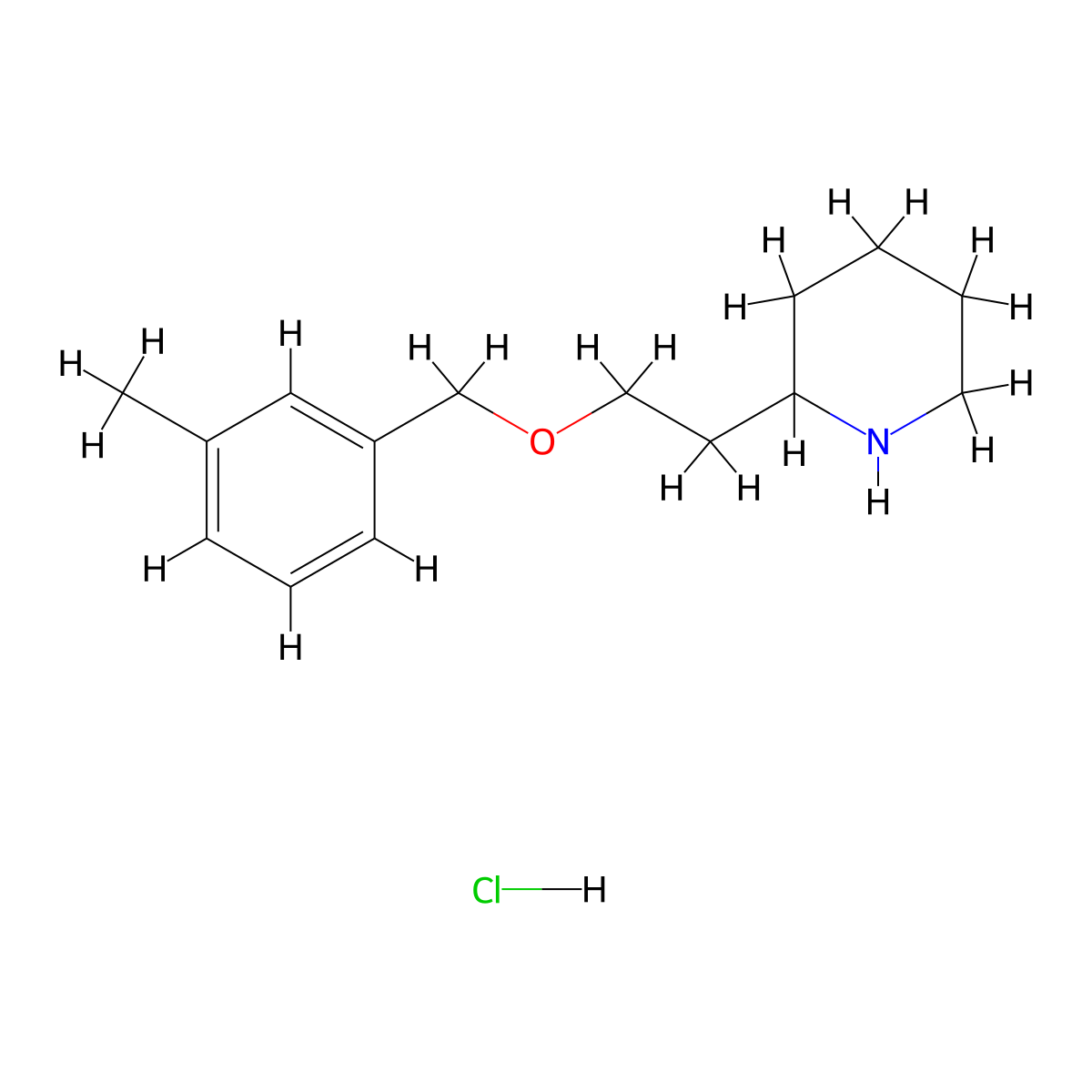 2-{2-[(3-Methylbenzyl)oxy]ethyl}piperidine hydrochloride molecular structure, CAS 1220031-51-5