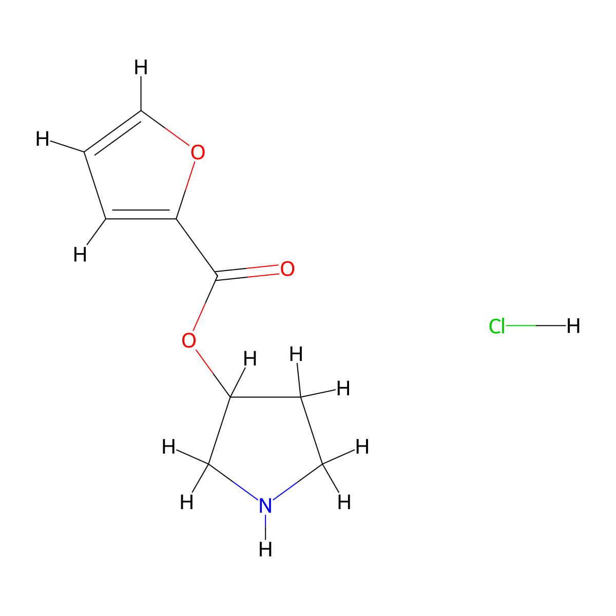 3-Pyrrolidinyl 2-furoate hydrochloride molecular structure, CAS 1220031-53-7