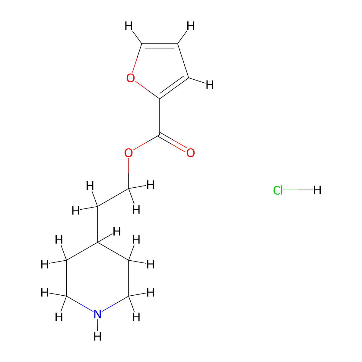 2-(4-Piperidinyl)ethyl 2-furoate hydrochloride molecular structure, CAS 1220031-55-9