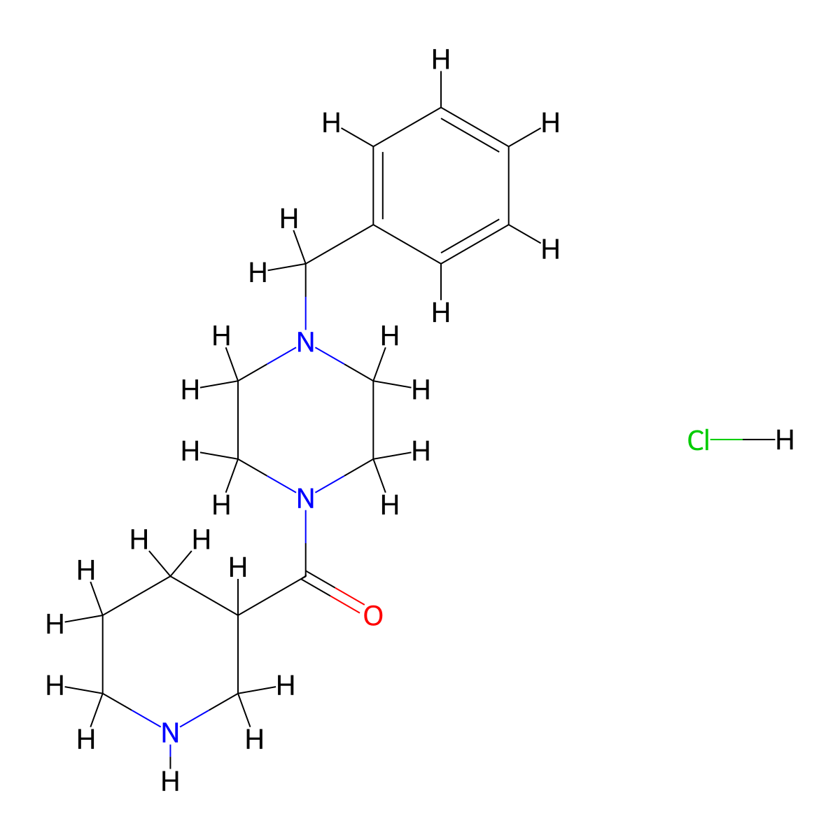 (4-Benzyl-1-piperazinyl)(3-piperidinyl)methanone hydrochloride molecular structure, CAS 1220031-59-3