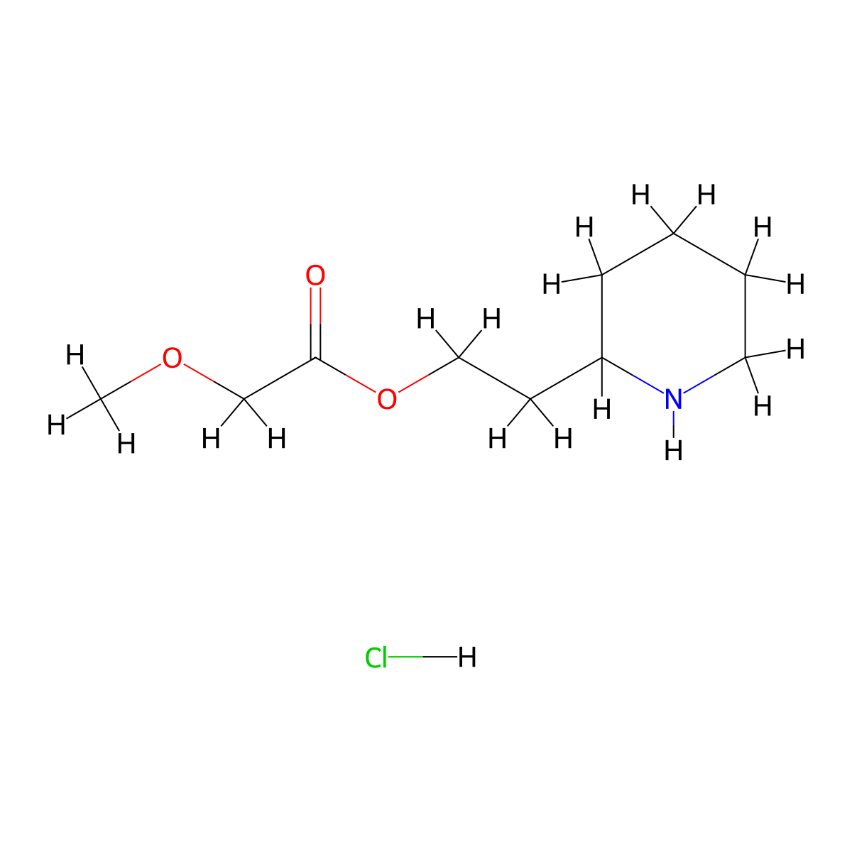 2-(2-Piperidinyl)ethyl 2-methoxyacetate hydrochloride molecular structure, CAS 1220031-66-2