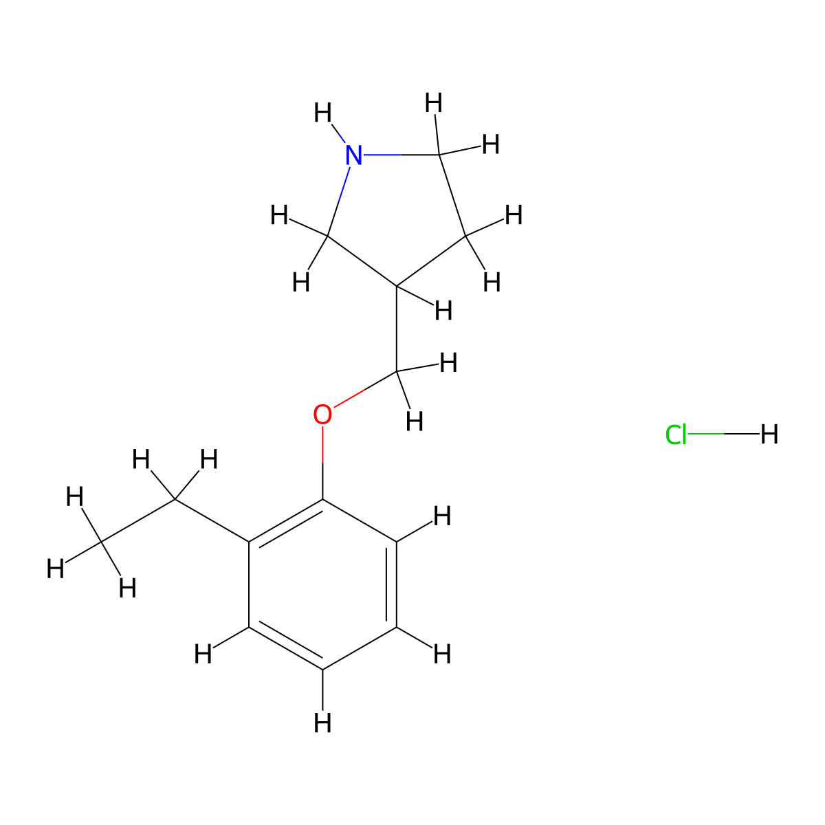 3-[(2-Ethylphenoxy)methyl]pyrrolidine hydrochloride molecular structure, CAS 1220031-81-1