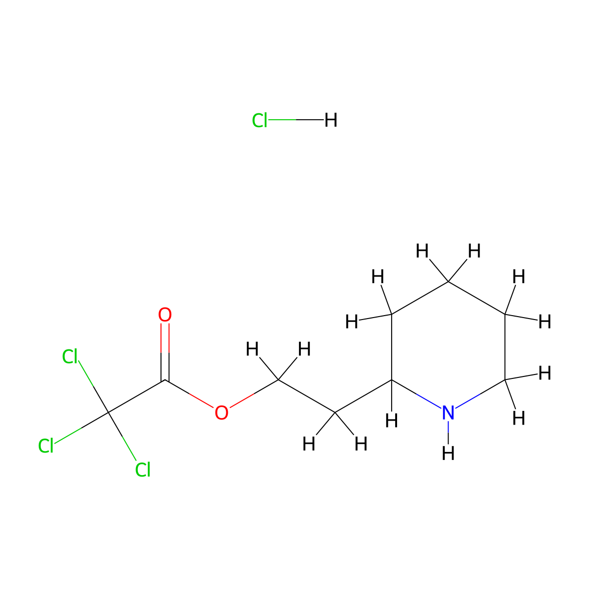 2-(2-Piperidinyl)ethyl 2,2,2-trichloroacetate hydrochloride molecular structure, CAS 1220031-87-7