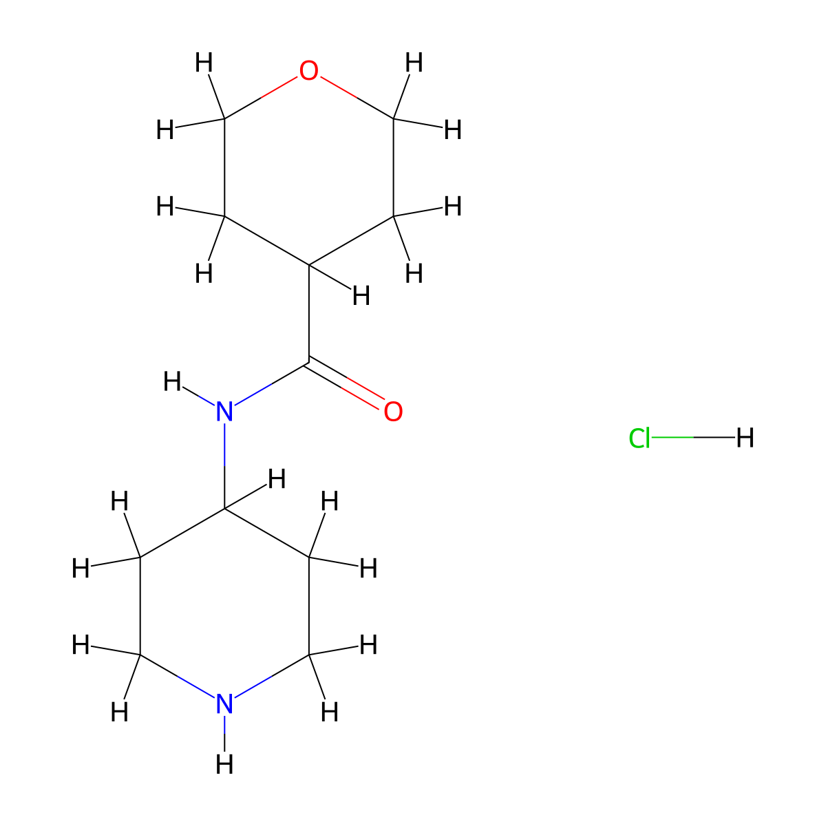 N-(Piperidin-4-yl)tetrahydro-2H-pyran-4-carboxamide hydrochloride molecular structure, CAS 1220031-94-6