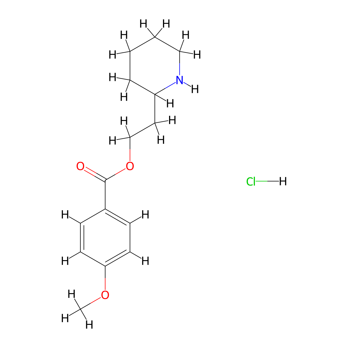 2-(2-Piperidinyl)ethyl 4-methoxybenzoate hydrochloride molecular structure, CAS 1220031-97-9