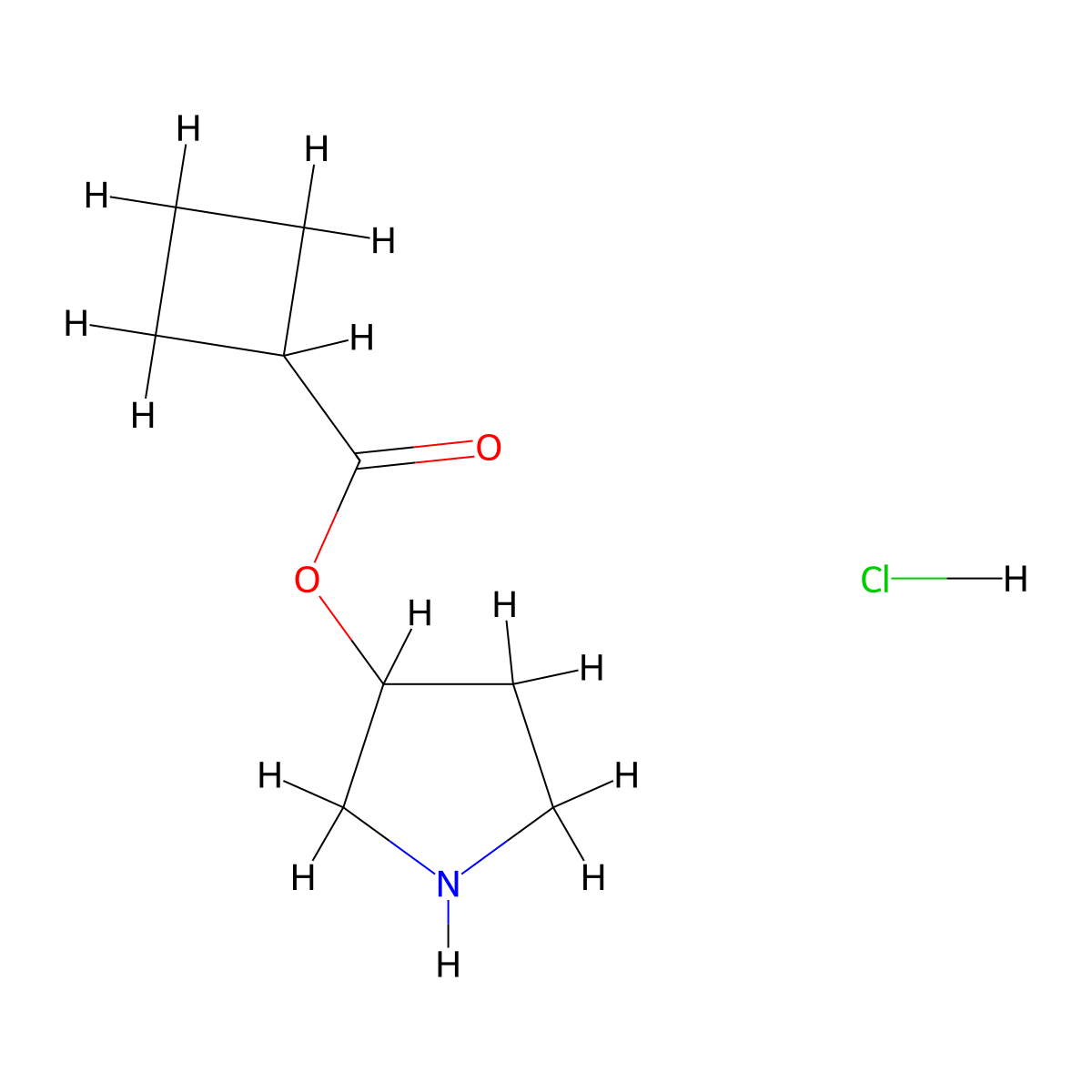 Pyrrolidin-3-yl cyclobutanecarboxylate hydrochloride molecular structure, CAS 1220032-01-8
