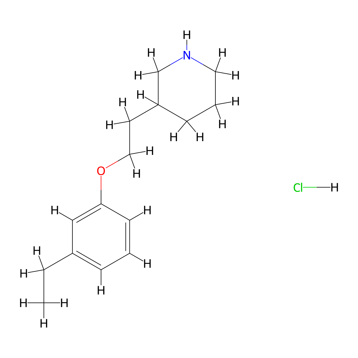 3-[2-(3-Ethylphenoxy)ethyl]piperidine hydrochloride molecular structure, CAS 1220032-04-1