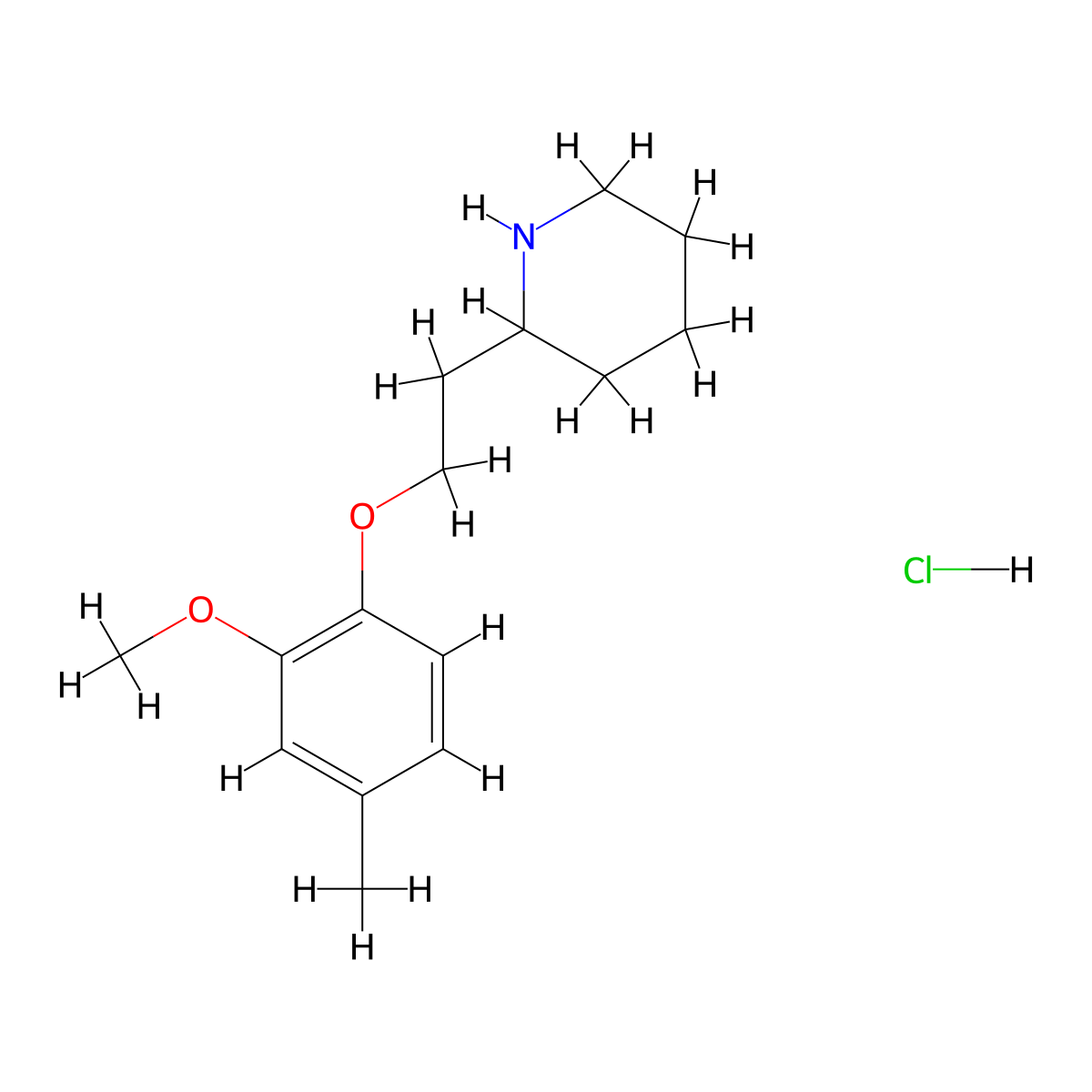 2-[2-(2-Methoxy-4-methylphenoxy)ethyl]piperidine hydrochloride molecular structure, CAS 1220032-20-1