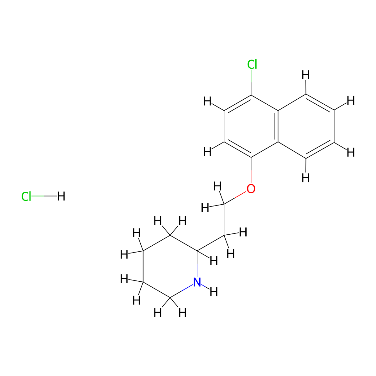 2-{2-[(4-Chloro-1-naphthyl)oxy]ethyl}piperidine hydrochloride molecular structure, CAS 1220032-23-4