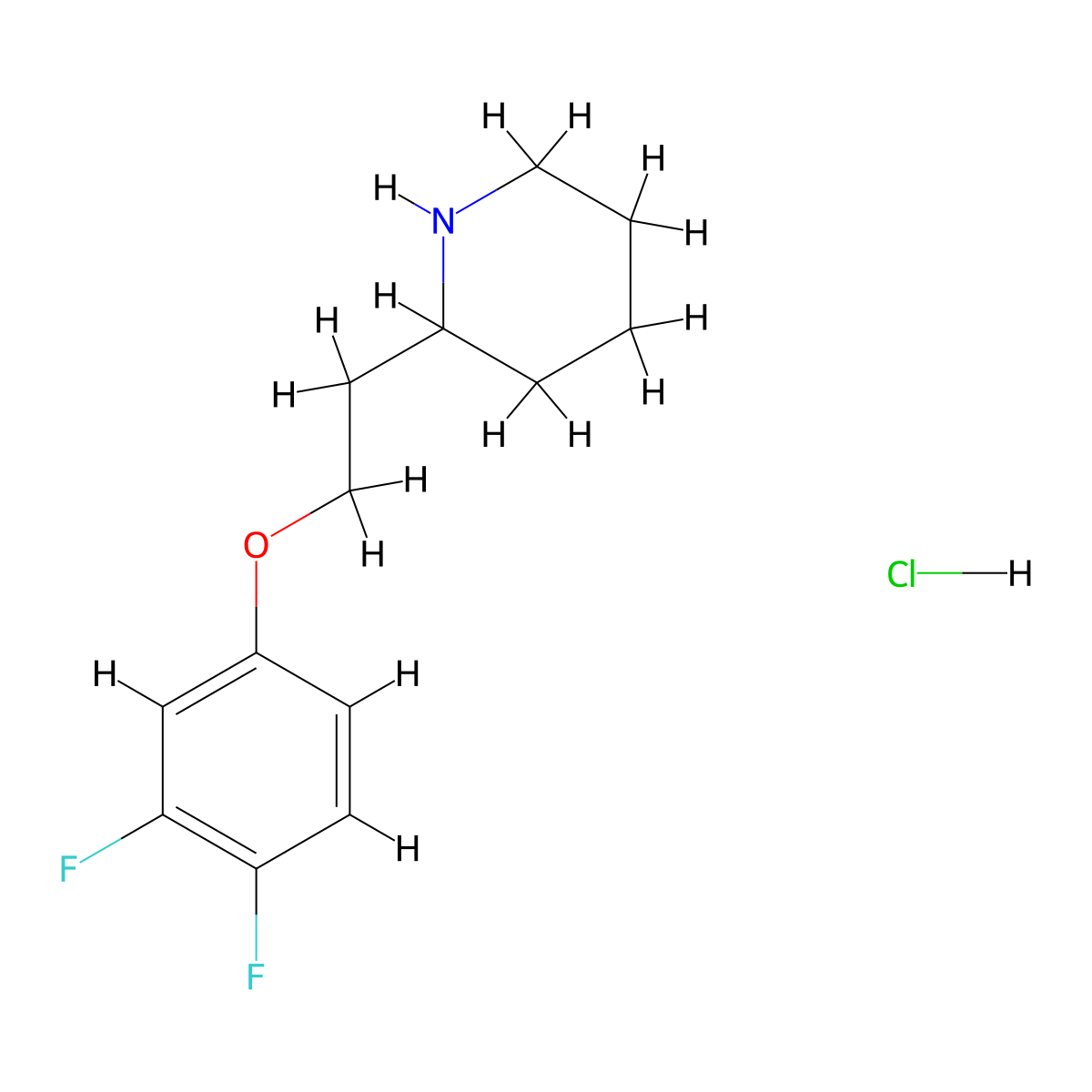 2-[2-(3,4-Difluorophenoxy)ethyl]piperidine hydrochloride molecular structure, CAS 1220032-32-5