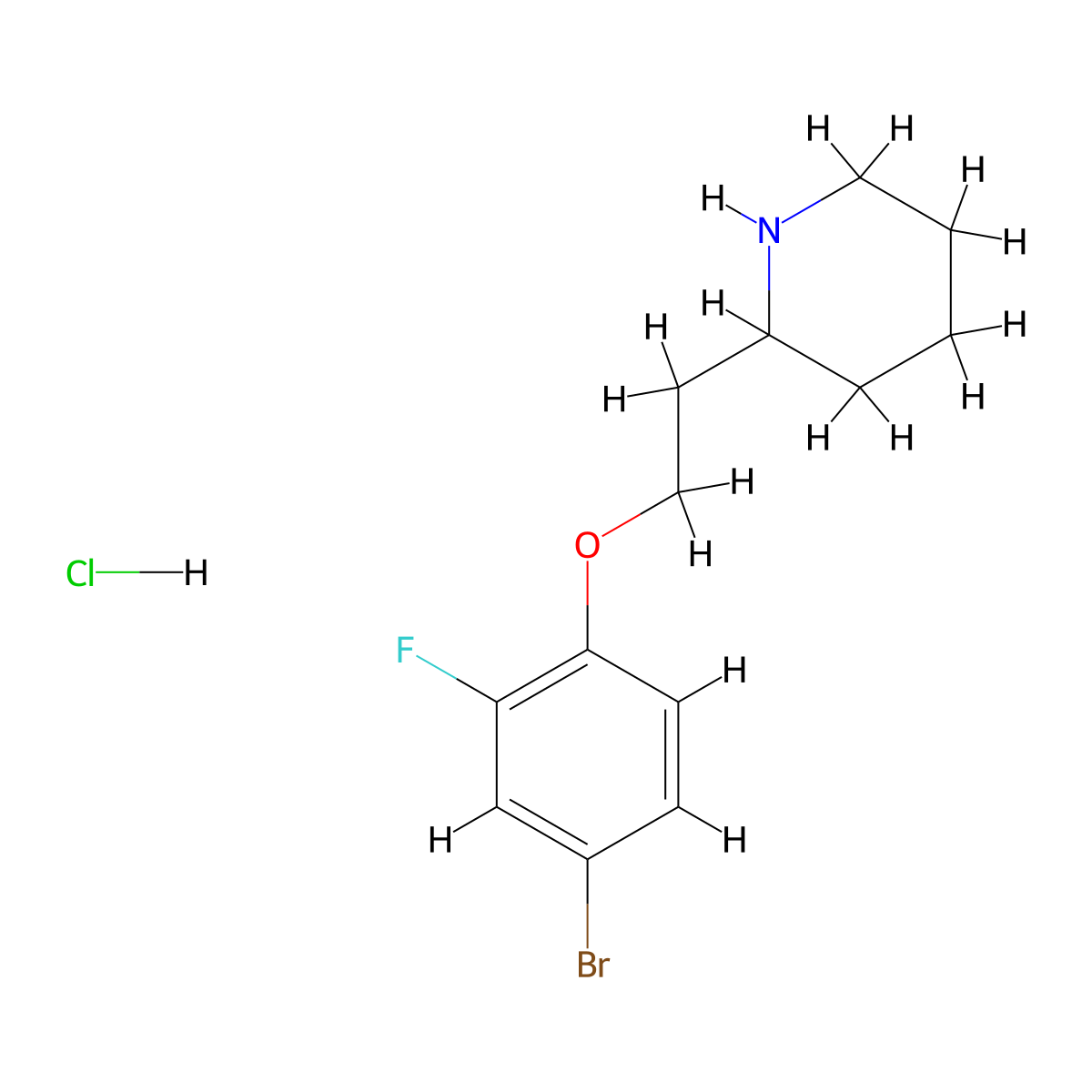 2-[2-(4-Bromo-2-fluorophenoxy)ethyl]piperidine hydrochloride molecular structure, CAS 1220032-38-1