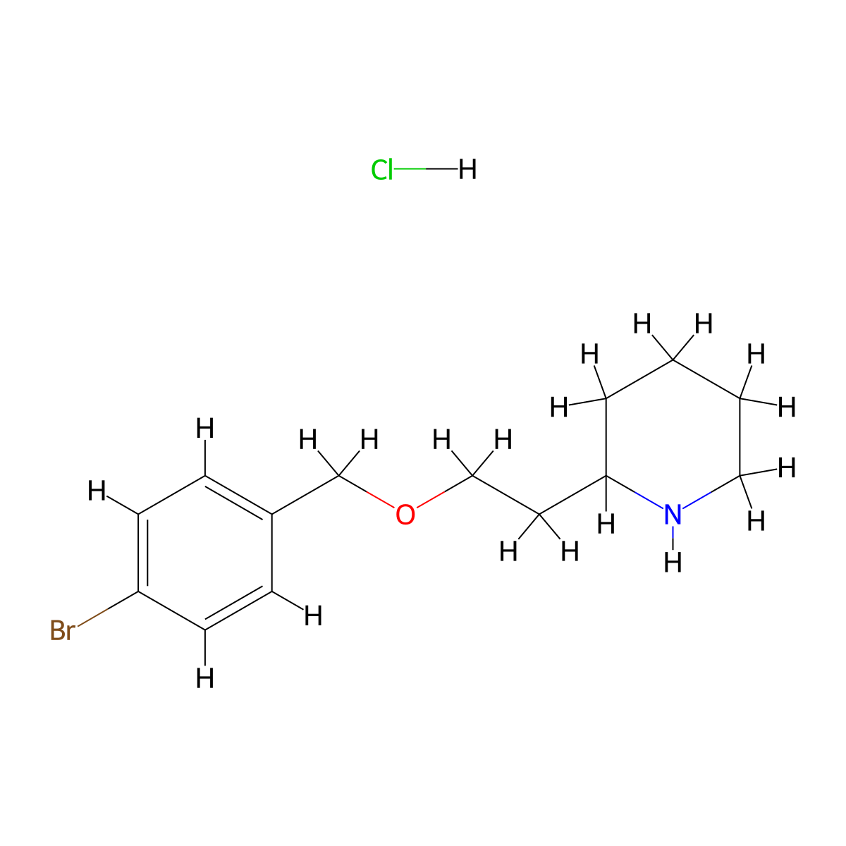 2-{2-[(4-Bromobenzyl)oxy]ethyl}piperidine hydrochloride molecular structure, CAS 1220032-45-0