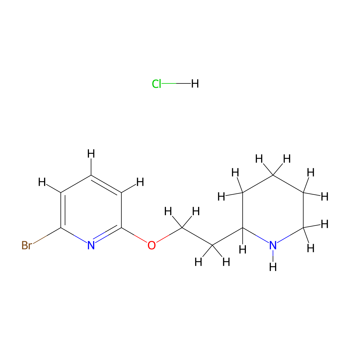 2-Bromo-6-[2-(2-piperidinyl)ethoxy]pyridine hydrochloride molecular structure, CAS 1220032-52-9