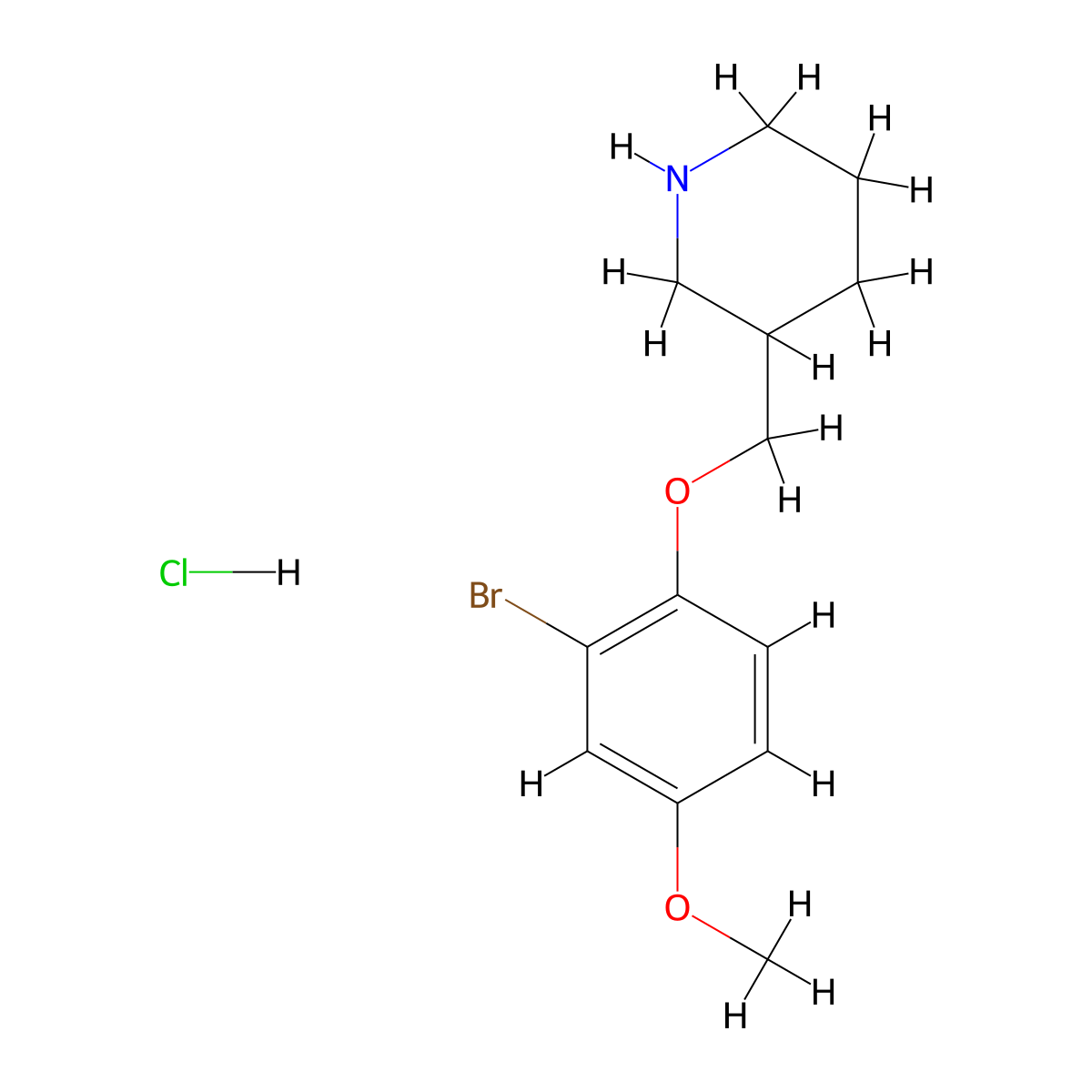 2-Bromo-4-methoxyphenyl 3-piperidinylmethyl ether hydrochloride molecular structure, CAS 1220032-63-2