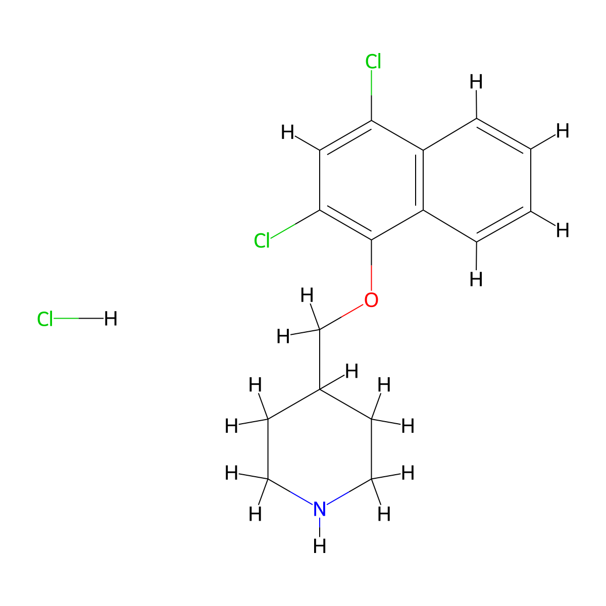 2,4-Dichloro-1-naphthyl 4-piperidinylmethyl ether hydrochloride molecular structure, CAS 1220032-69-8
