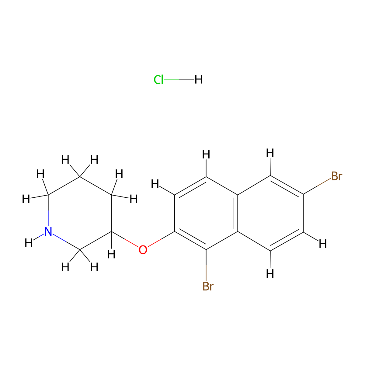 3-[(1,6-Dibromo-2-naphthyl)oxy]piperidine hydrochloride molecular structure, CAS 1220032-70-1