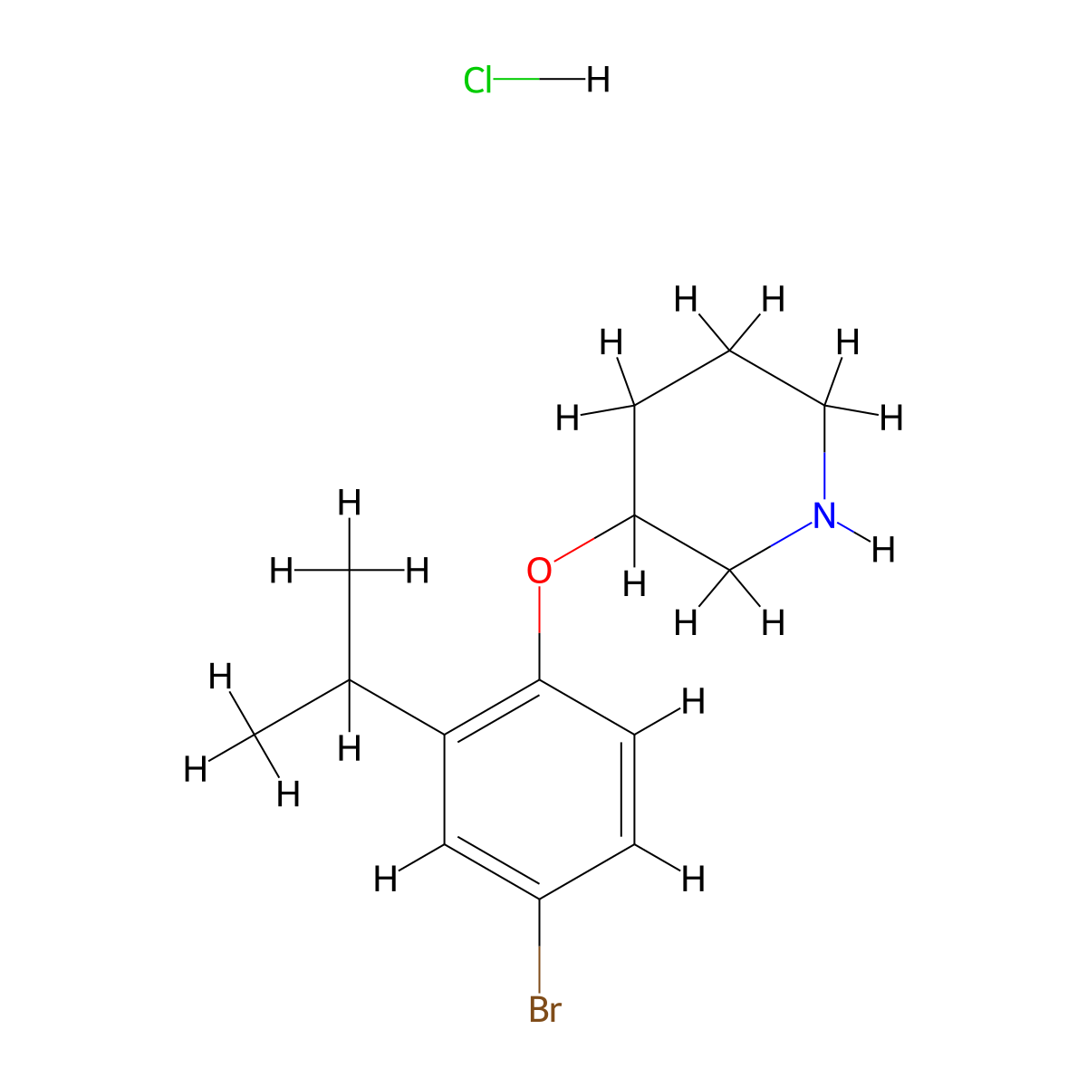 3-(4-Bromo-2-isopropylphenoxy)piperidine hydrochloride molecular structure, CAS 1220032-71-2
