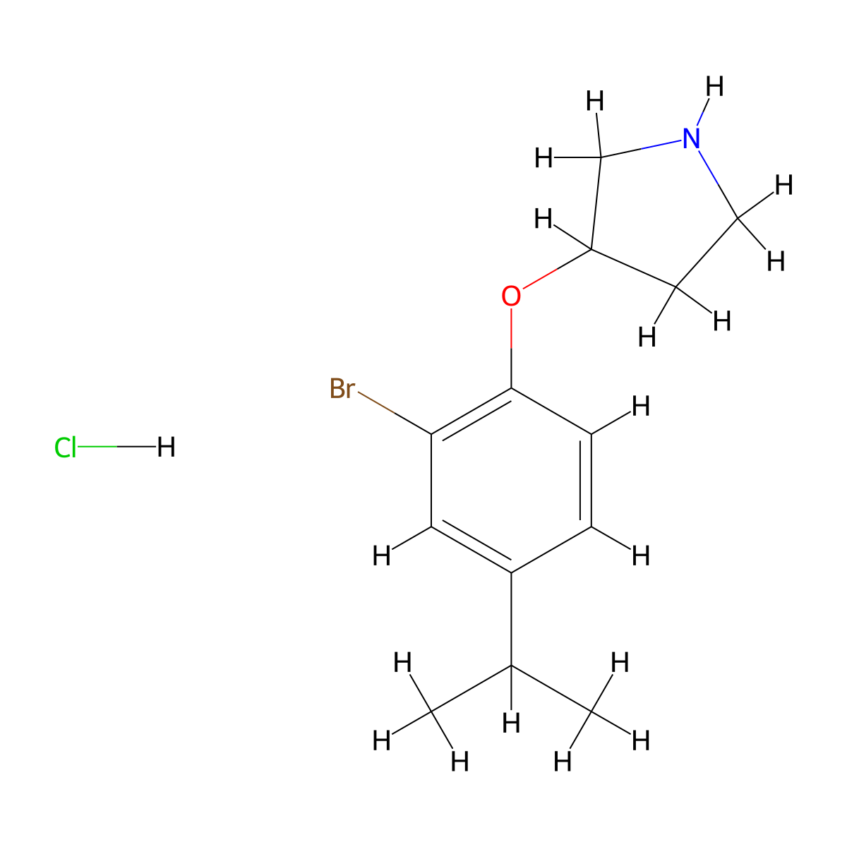 3-(2-Bromo-4-isopropylphenoxy)pyrrolidine hydrochloride molecular structure, CAS 1220032-76-7