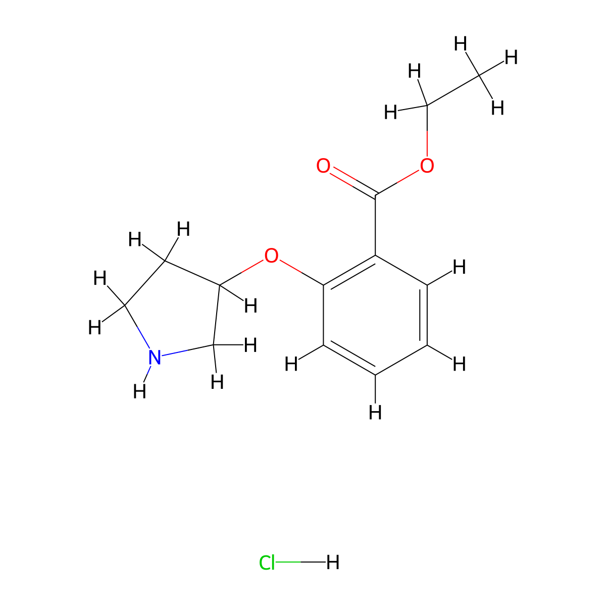 Ethyl 2-(pyrrolidin-3-yloxy)benzoate hydrochloride molecular structure, CAS 1220032-96-1