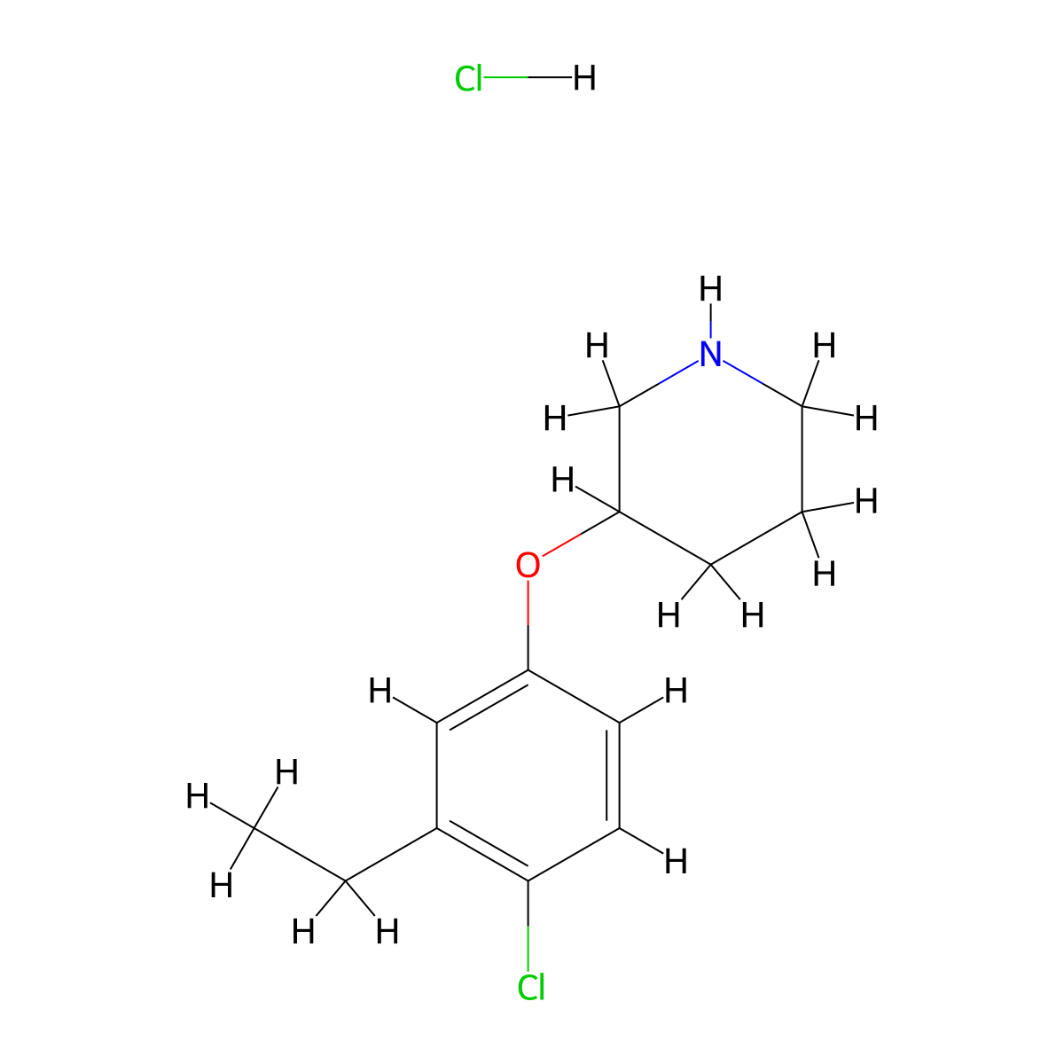 3-(4-Chloro-3-ethylphenoxy)piperidine hydrochloride molecular structure, CAS 1220033-00-0