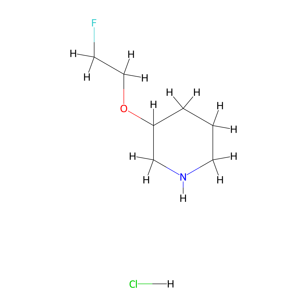 2-Fluoroethyl 3-piperidinyl ether hydrochloride molecular structure, CAS 1220033-02-2