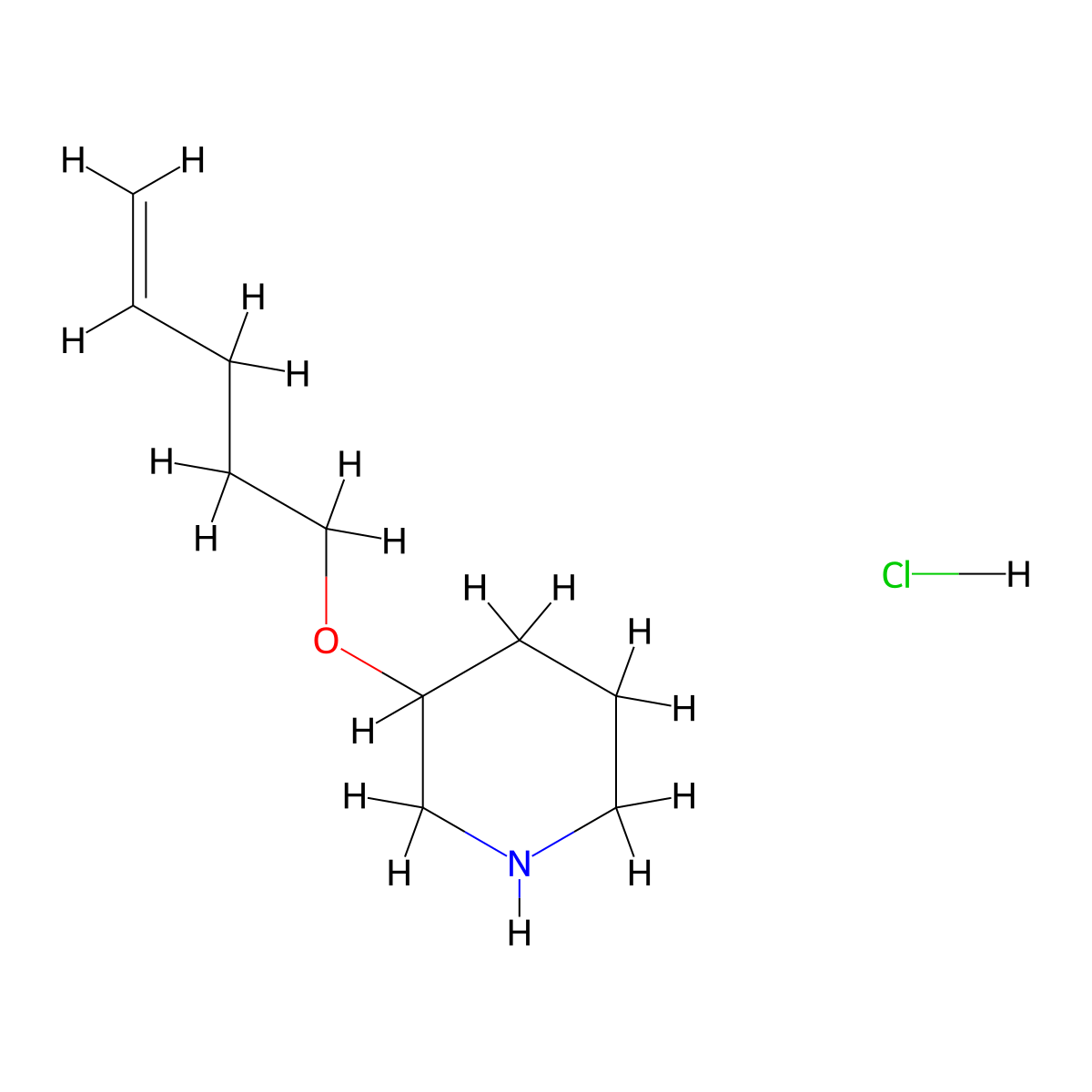 3-(4-Pentenyloxy)piperidine hydrochloride molecular structure, CAS 1220033-05-5