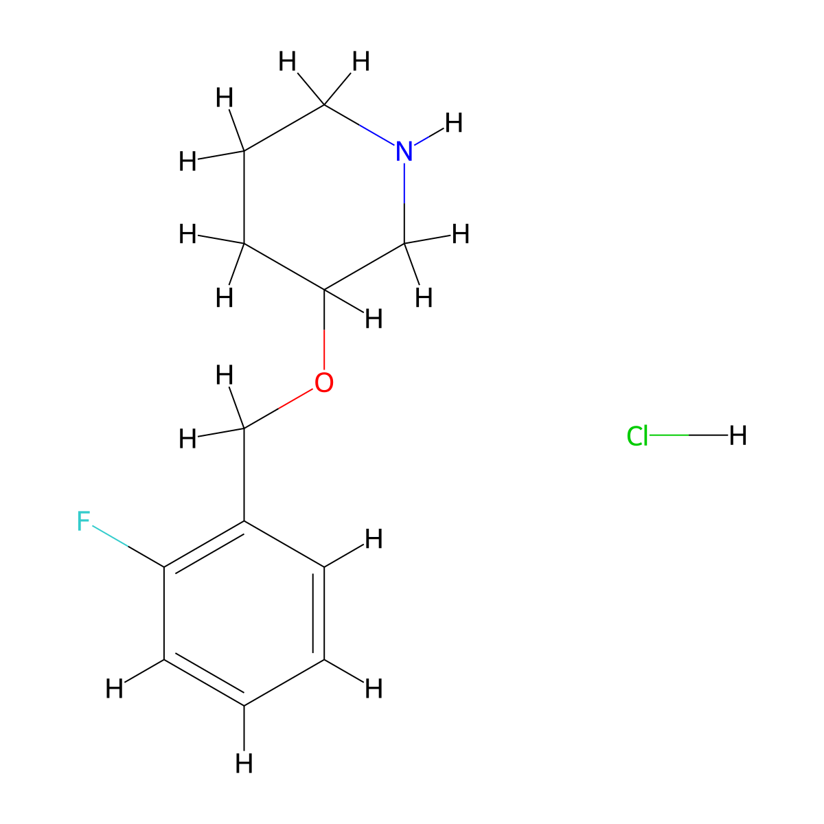 3-[(2-Fluorobenzyl)oxy]piperidine hydrochloride molecular structure, CAS 1220033-06-6
