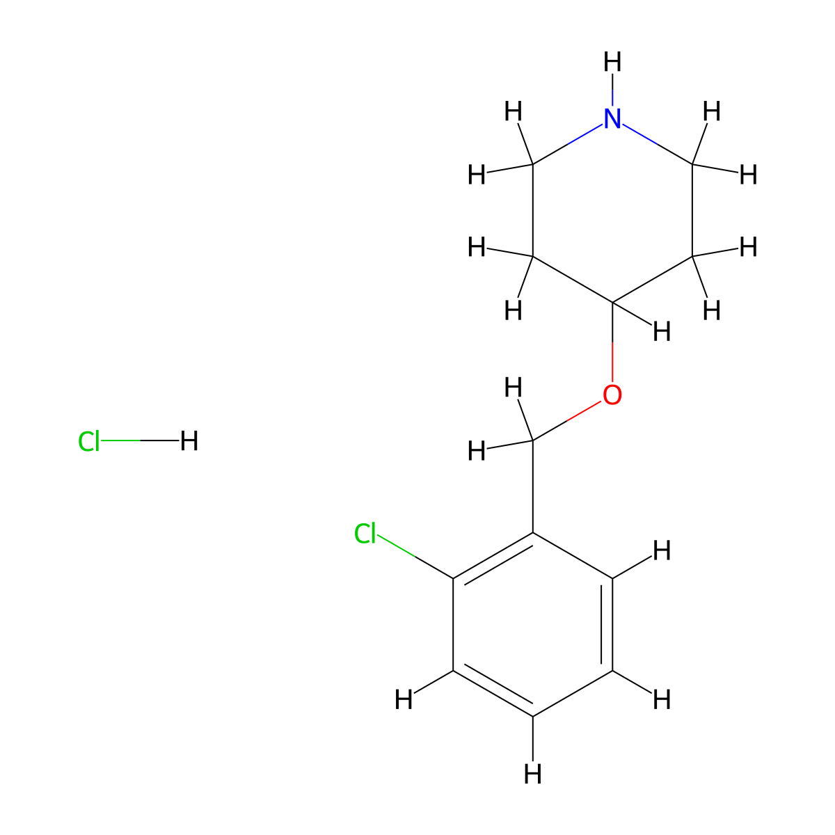 4-((2-Chlorobenzyl)oxy)piperidine hydrochloride molecular structure, CAS 1220033-09-9