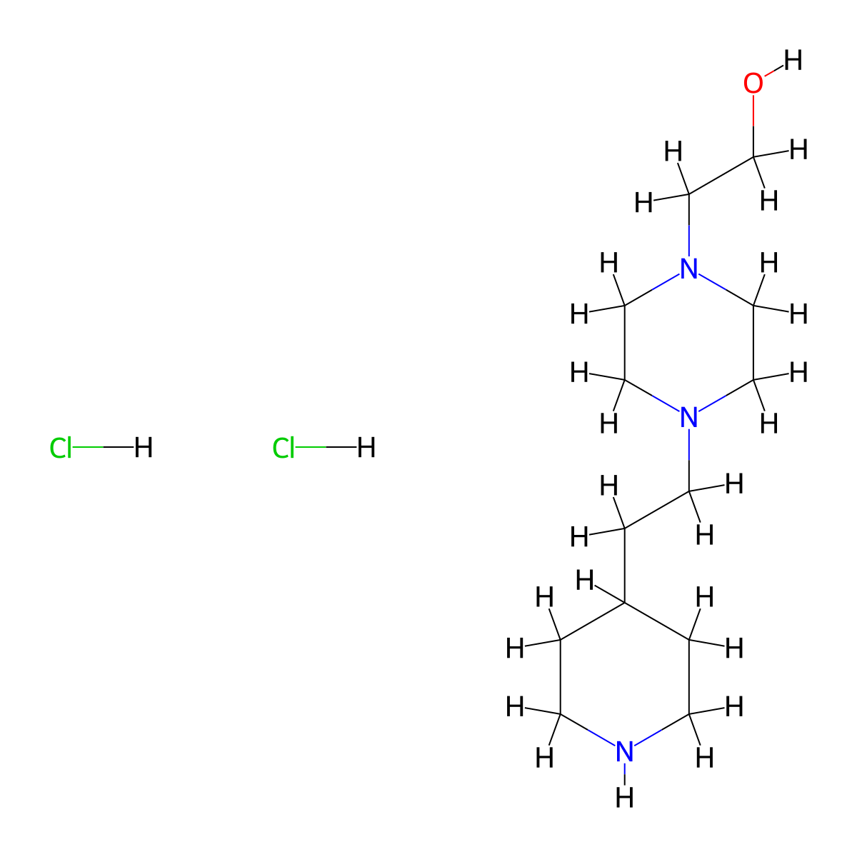 2-{4-[2-(4-Piperidinyl)ethyl]-1-piperazinyl}-1-ethanol dihydrochloride molecular structure, CAS 1220033-14-6