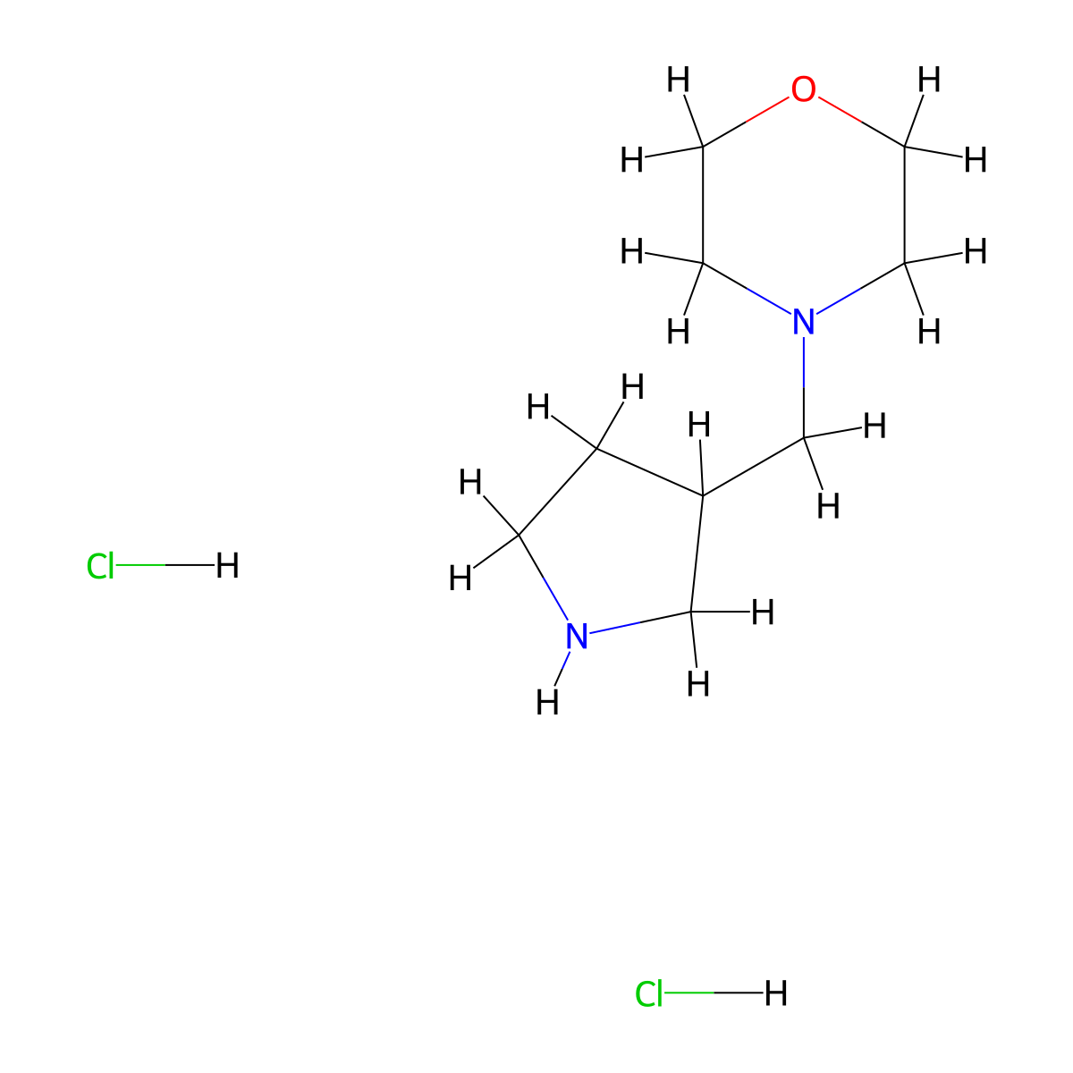 4-(3-Pyrrolidinylmethyl)morpholine dihydrochloride molecular structure, CAS 1220033-16-8