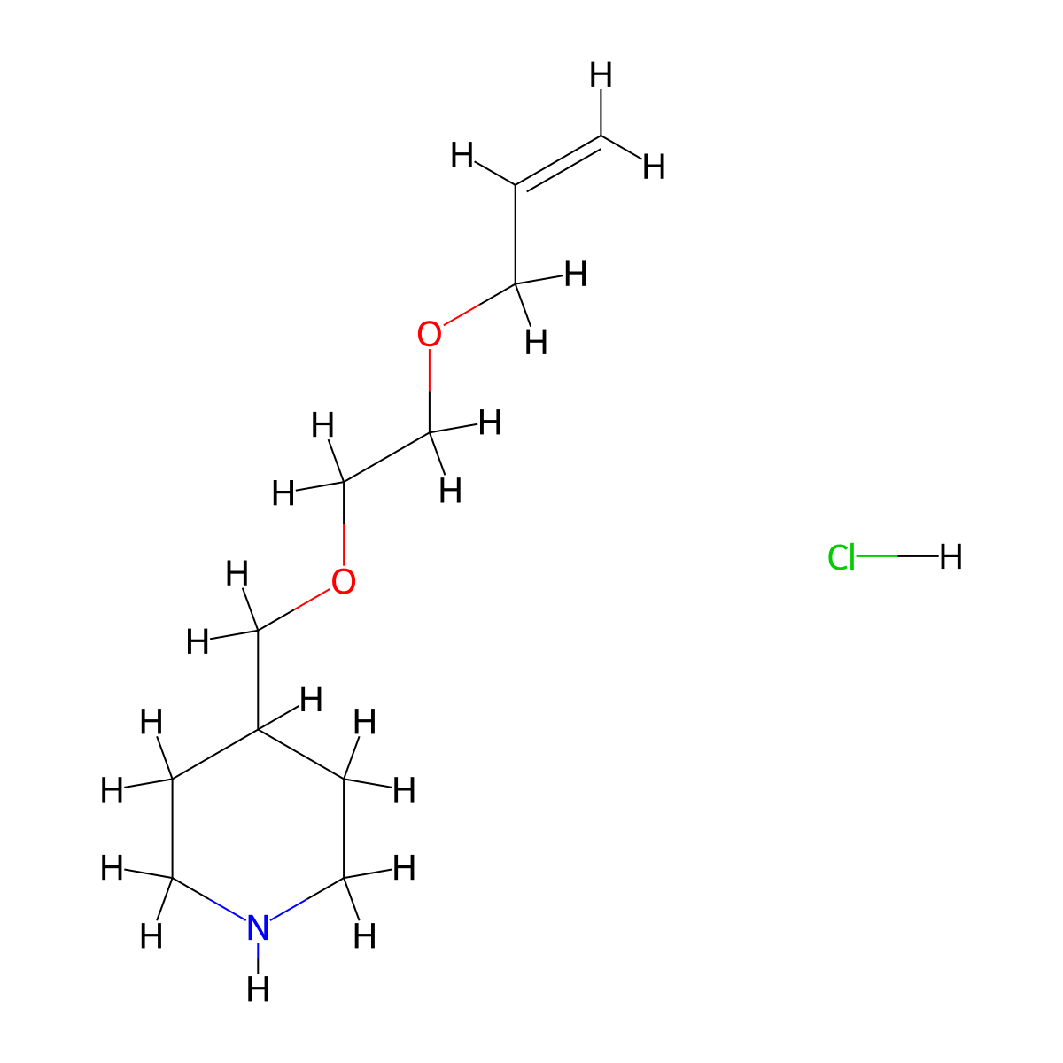 4-{[2-(Allyloxy)ethoxy]methyl}piperidine hydrochloride molecular structure, CAS 1220033-22-6