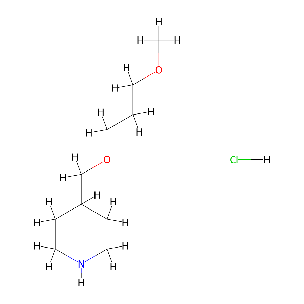 4-((3-Methoxypropoxy)methyl)piperidine hydrochloride molecular structure, CAS 1220033-23-7