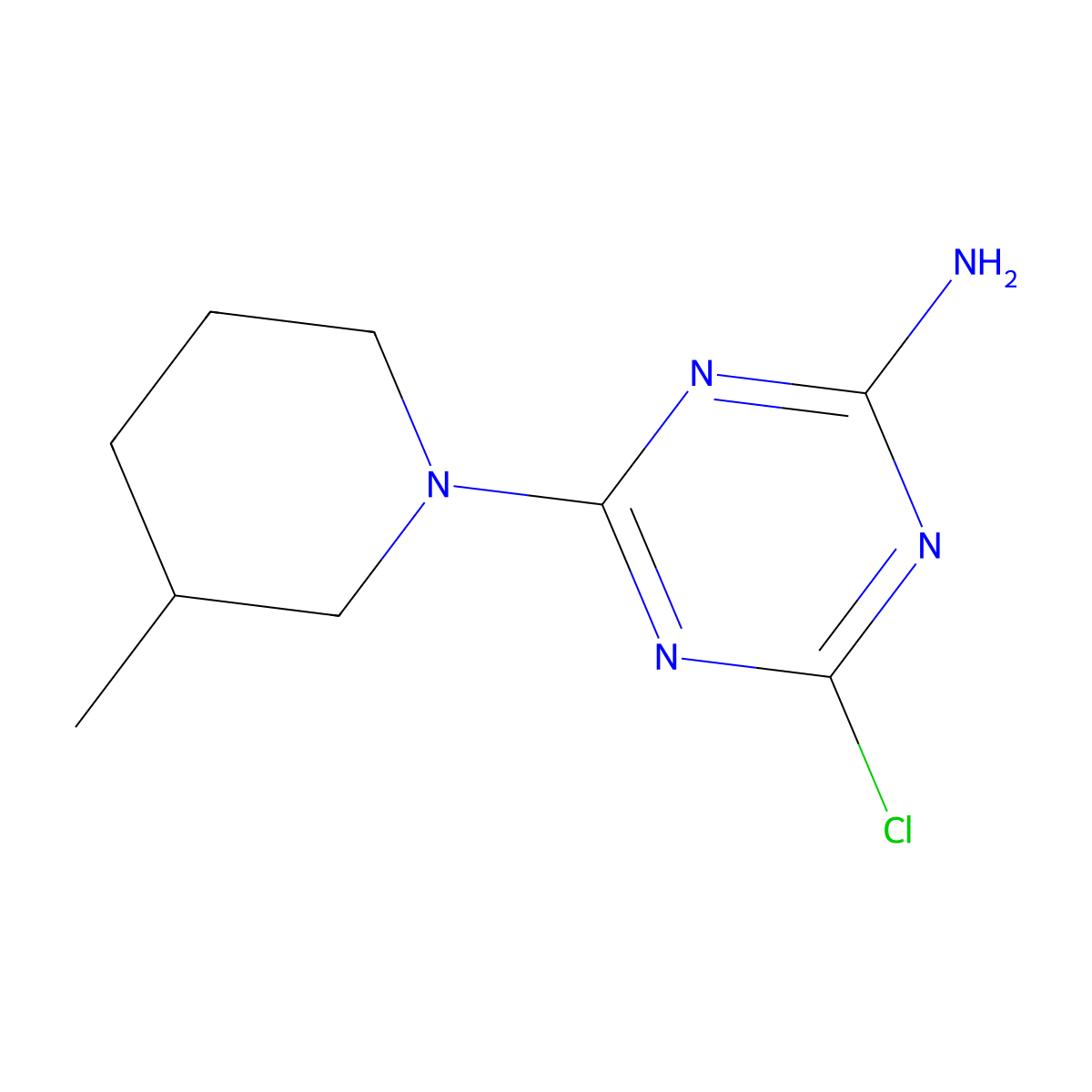 4-Chloro-6-(3-methylpiperidin-1-yl)-1,3,5-triazin-2-amine molecular structure, CAS 1220033-26-0