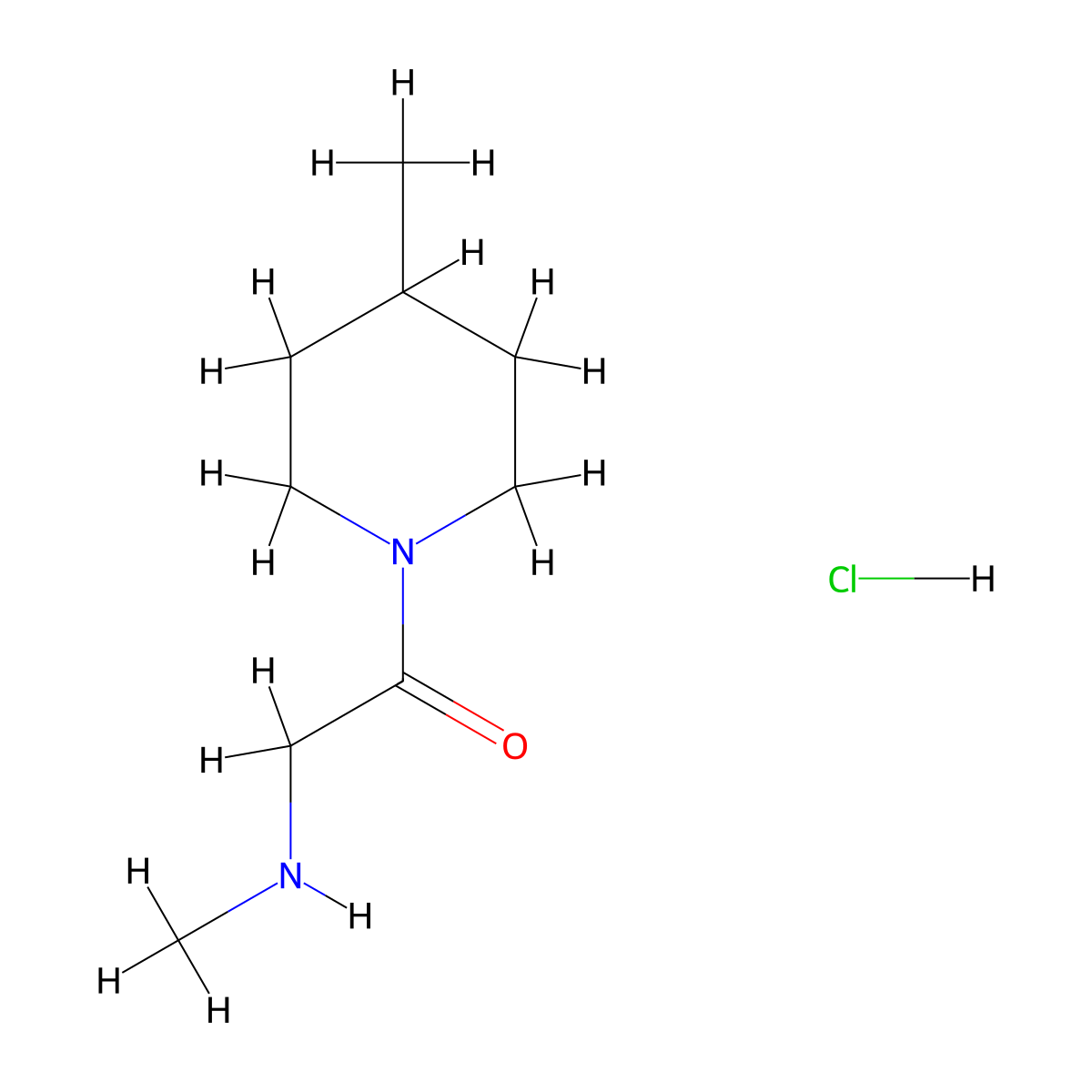 2-(Methylamino)-1-(4-methyl-1-piperidinyl)-1-ethanone hydrochloride molecular structure, CAS 1220033-29-3