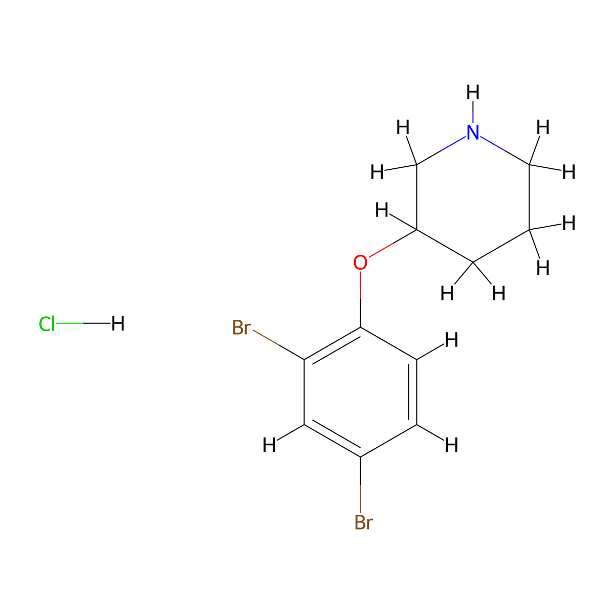 3-(2,4-Dibromophenoxy)piperidine hydrochloride molecular structure, CAS 1220033-31-7