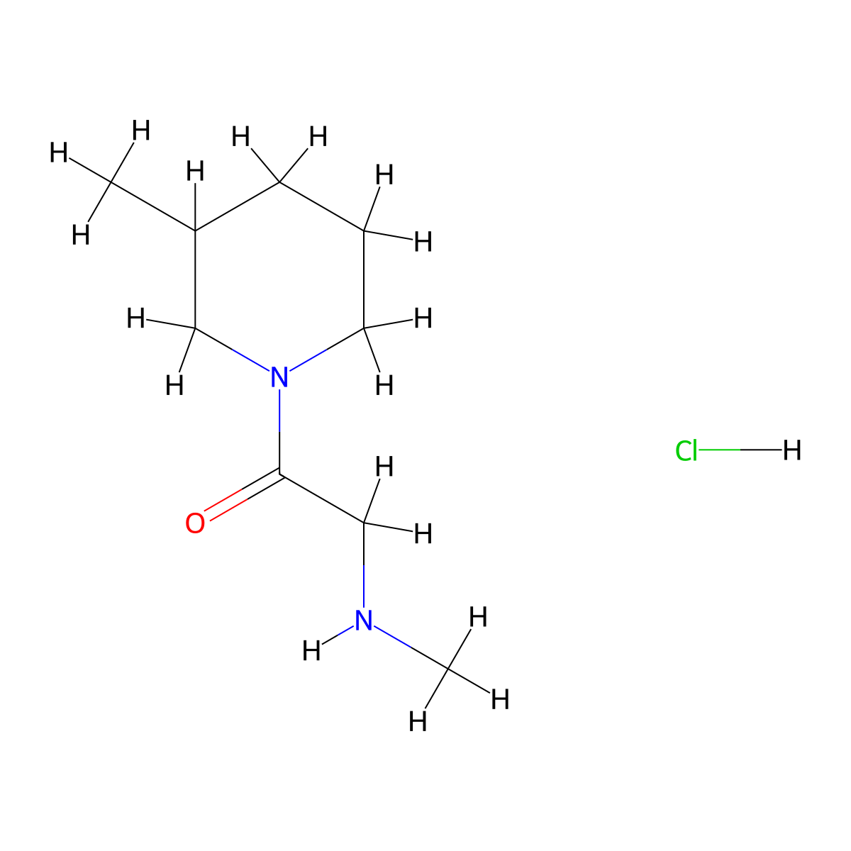 2-(Methylamino)-1-(3-methyl-1-piperidinyl)-1-ethanone hydrochloride molecular structure, CAS 1220033-32-8