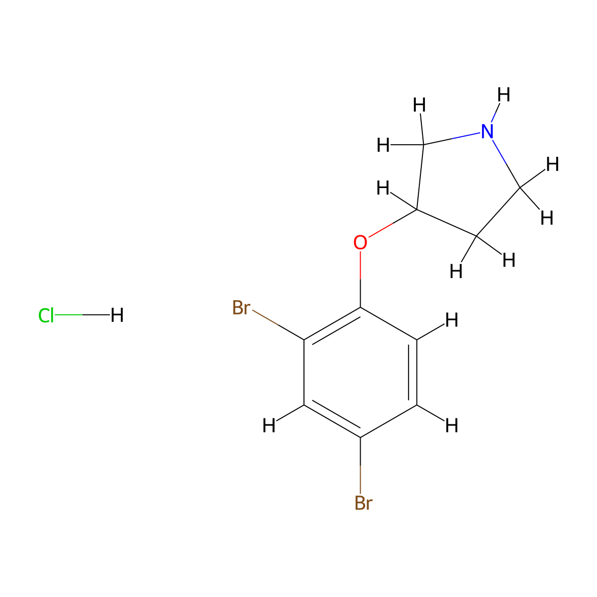 3-(2,4-Dibromophenoxy)pyrrolidine hydrochloride molecular structure, CAS 1220033-38-4