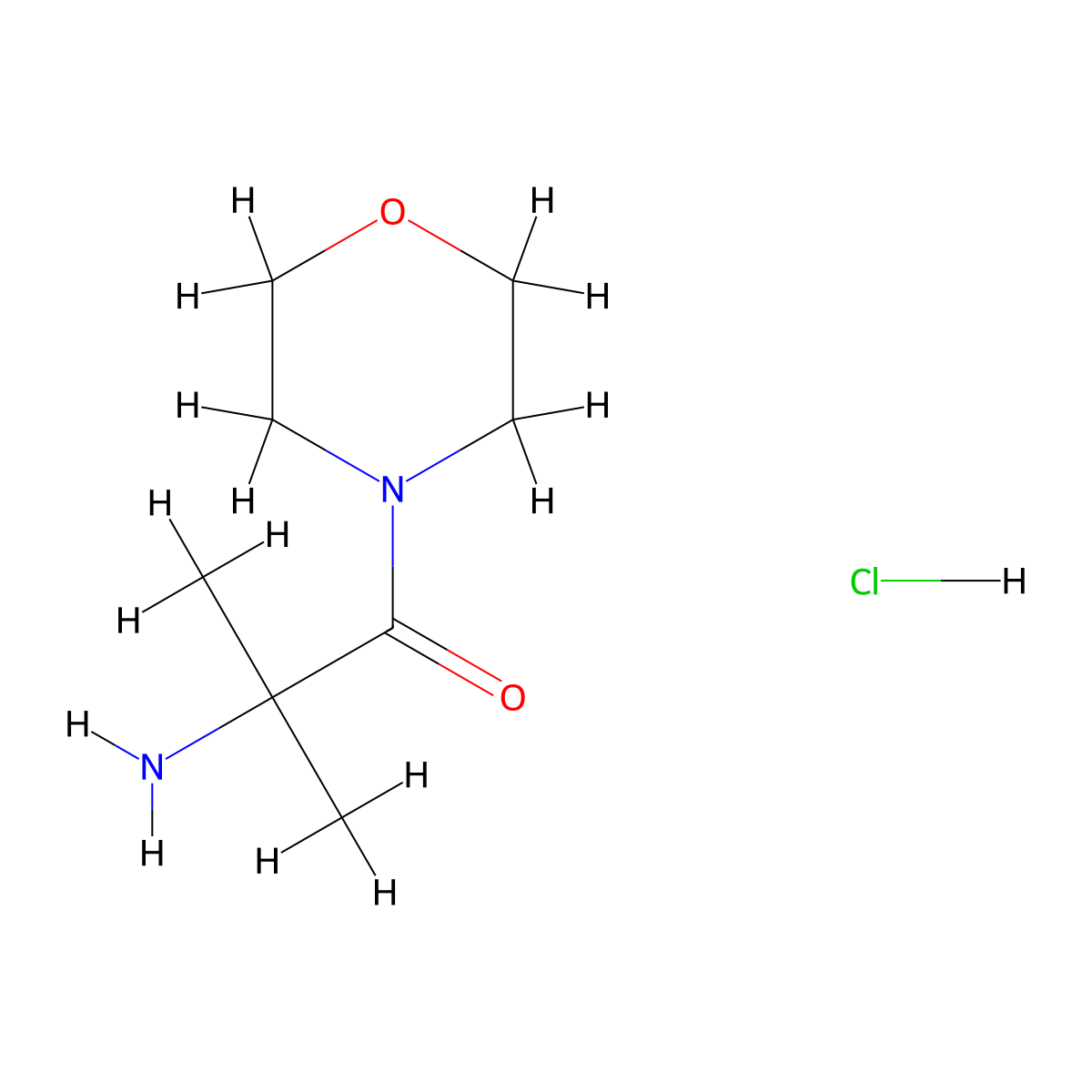 2-Amino-2-methyl-1-(4-morpholinyl)-1-propanone hydrochloride molecular structure, CAS 1220033-42-0
