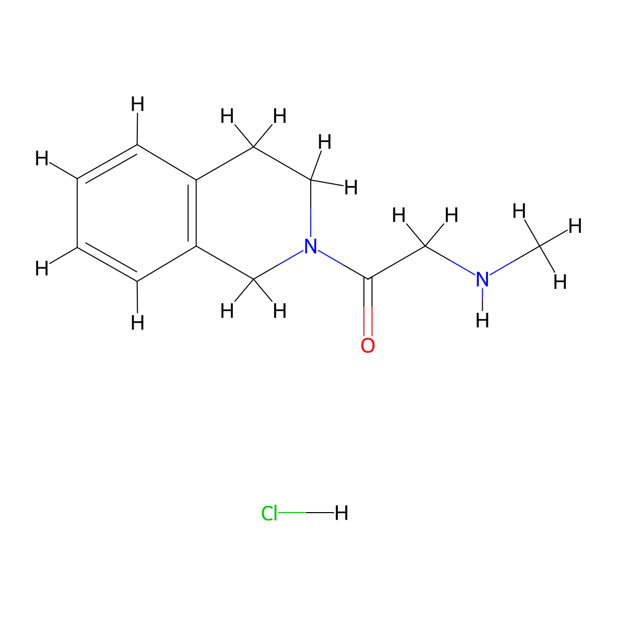1-[3,4-Dihydro-2(1H)-isoquinolinyl]-2-(methylamino)-1-ethanone hydrochloride molecular structure, CAS 1220033-43-1