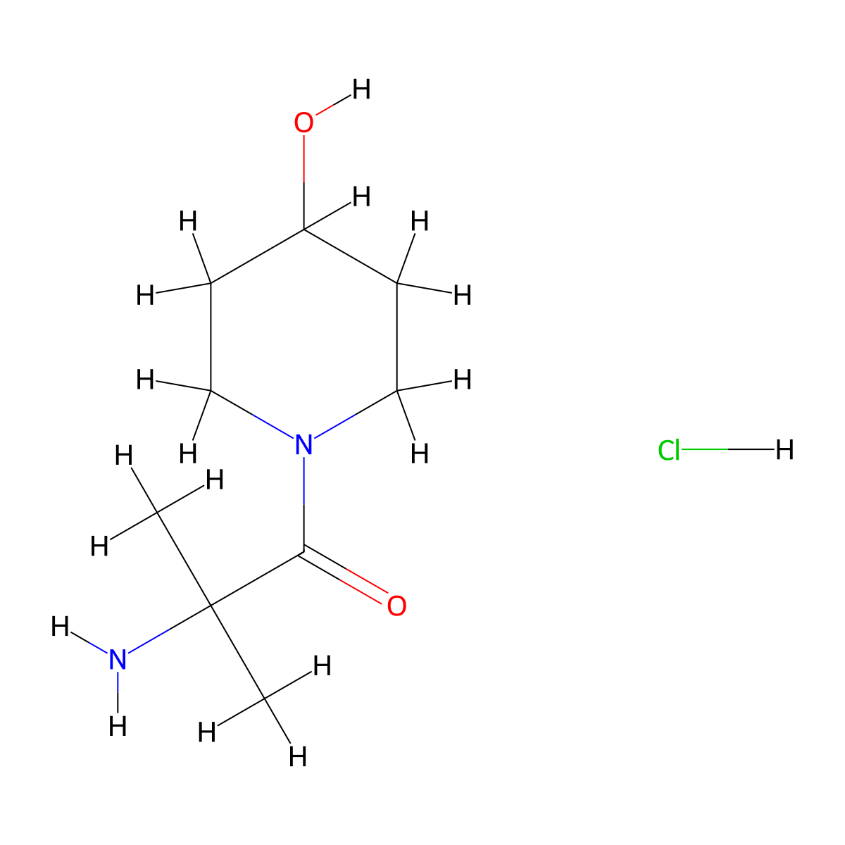 2-Amino-1-(4-hydroxypiperidin-1-yl)-2-methylpropan-1-one hydrochloride molecular structure, CAS 1220033-45-3