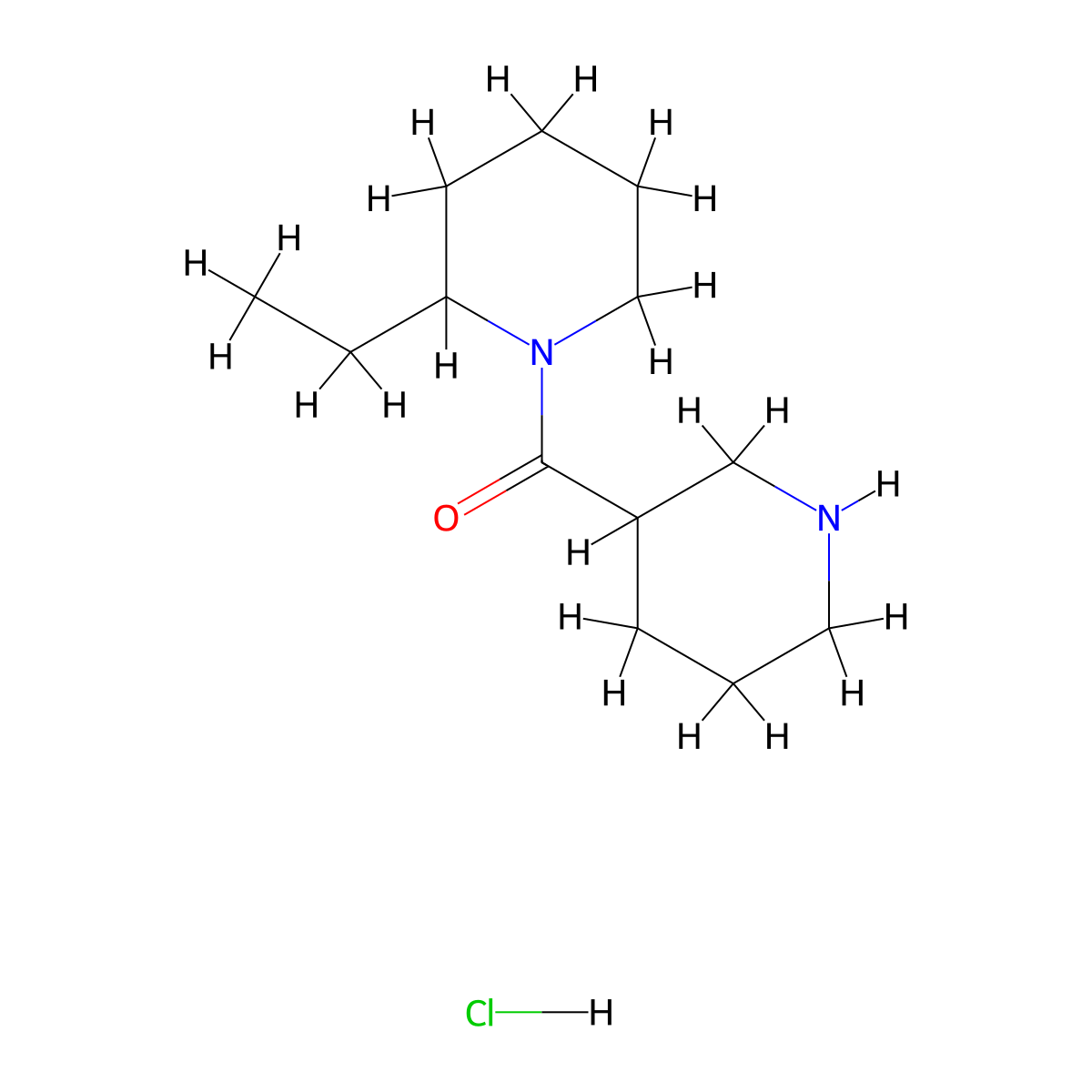 (2-Ethyl-1-piperidinyl)(3-piperidinyl)methanone hydrochloride molecular structure, CAS 1220033-65-7