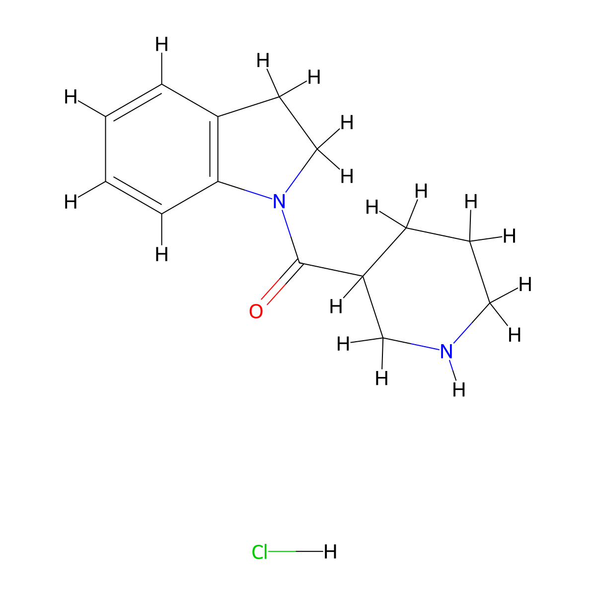 2,3-Dihydro-1H-indol-1-yl(3-piperidinyl)methanone hydrochloride molecular structure, CAS 1220033-68-0