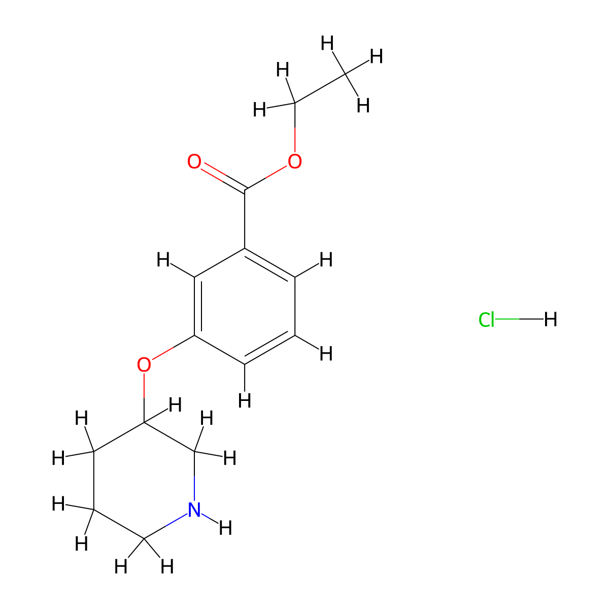 Ethyl 3-(3-piperidinyloxy)benzoate hydrochloride molecular structure, CAS 1220033-70-4